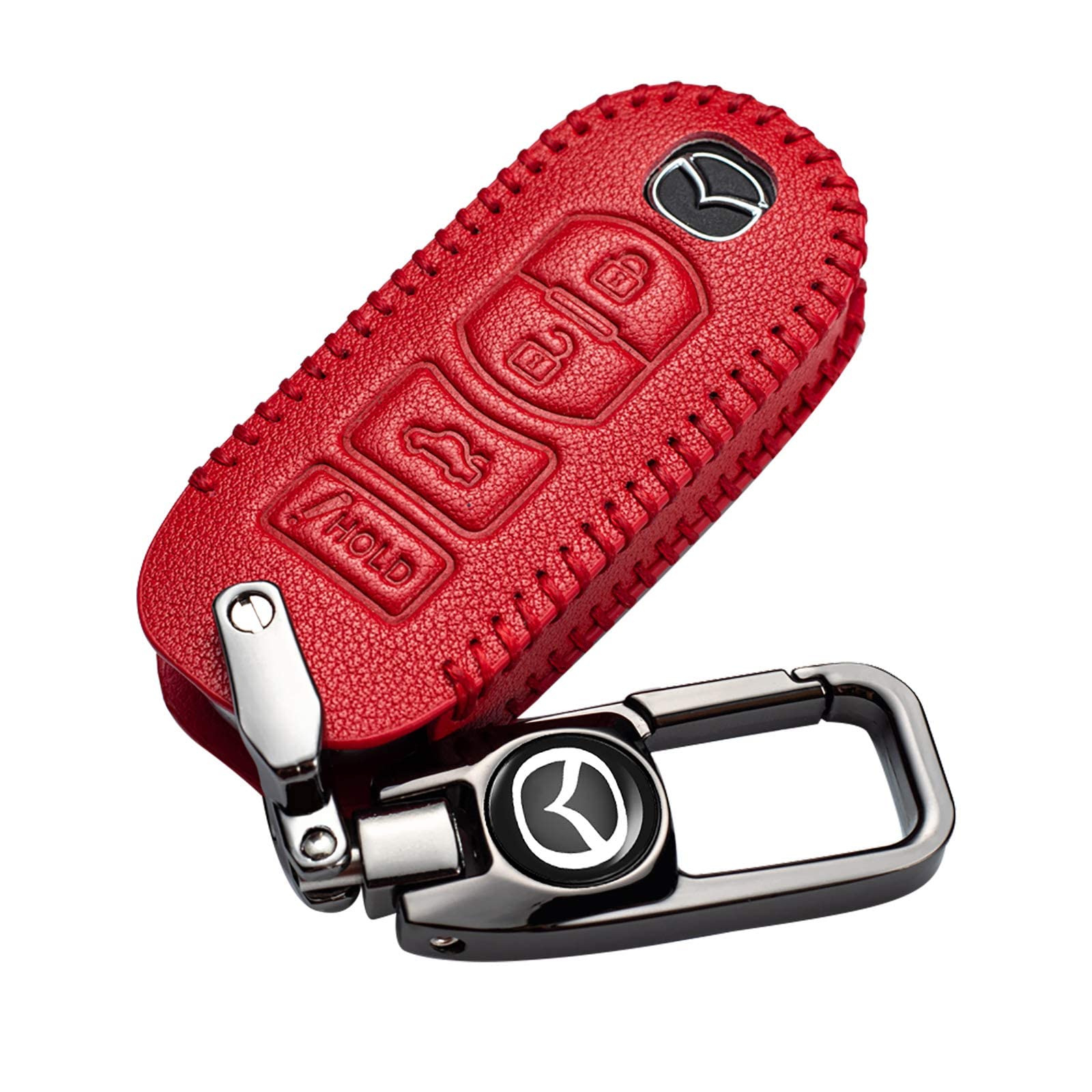 Premium Leather Key Fob Cover Case for Mazda 3/6, CX-7/CX-9, MX-5 - Durable Keychain Accessory with Car Key Protector (Perfect for Everyday Use & Gift Giving)