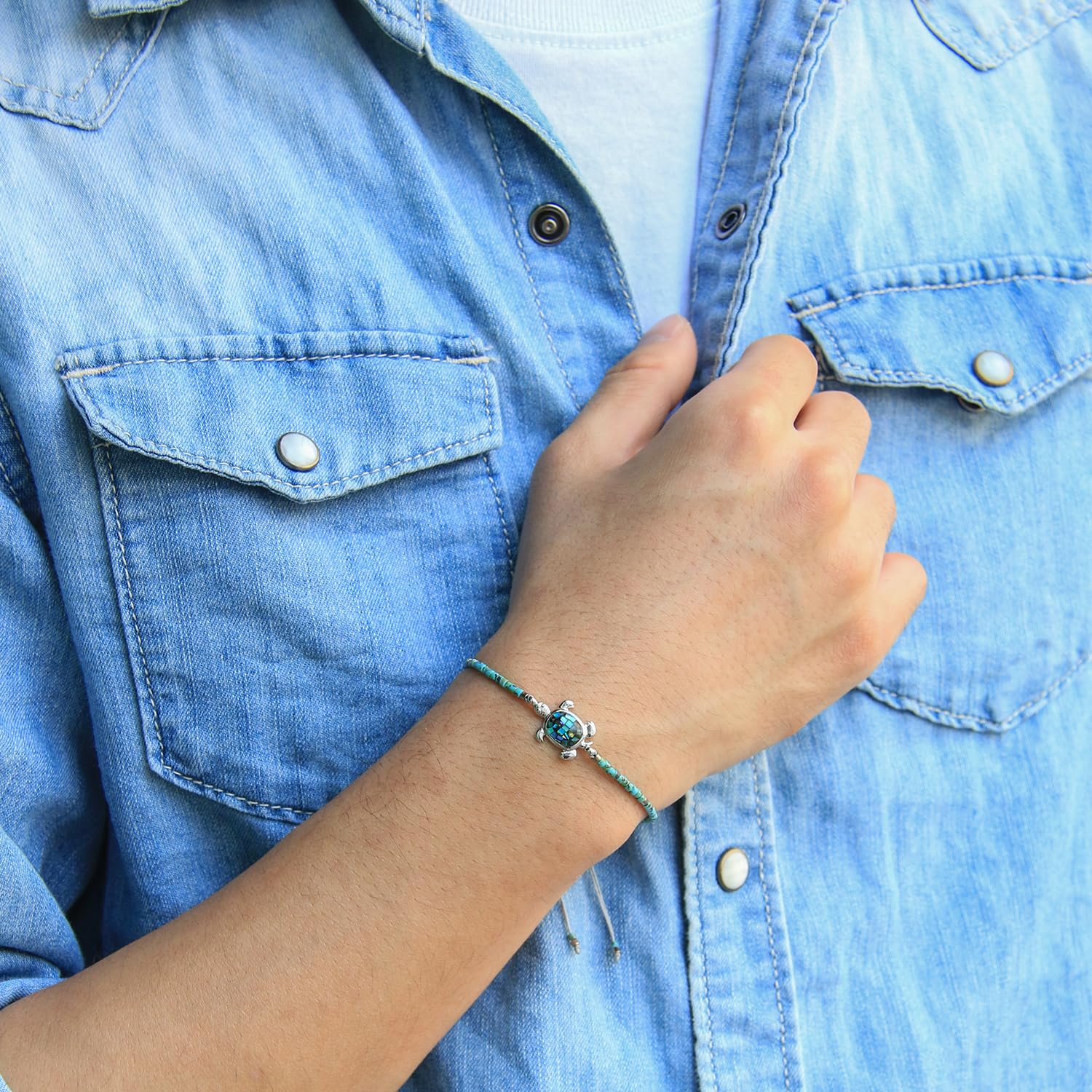 KELITCH Crystal Turtle Charm Bracelet - Miyuki Beaded Thin Strand Friendship Bracelet for Women - Adjustable Multi Color Handmade Jewelry - Perfect for Gifts, Boho Style & Everyday Wear
