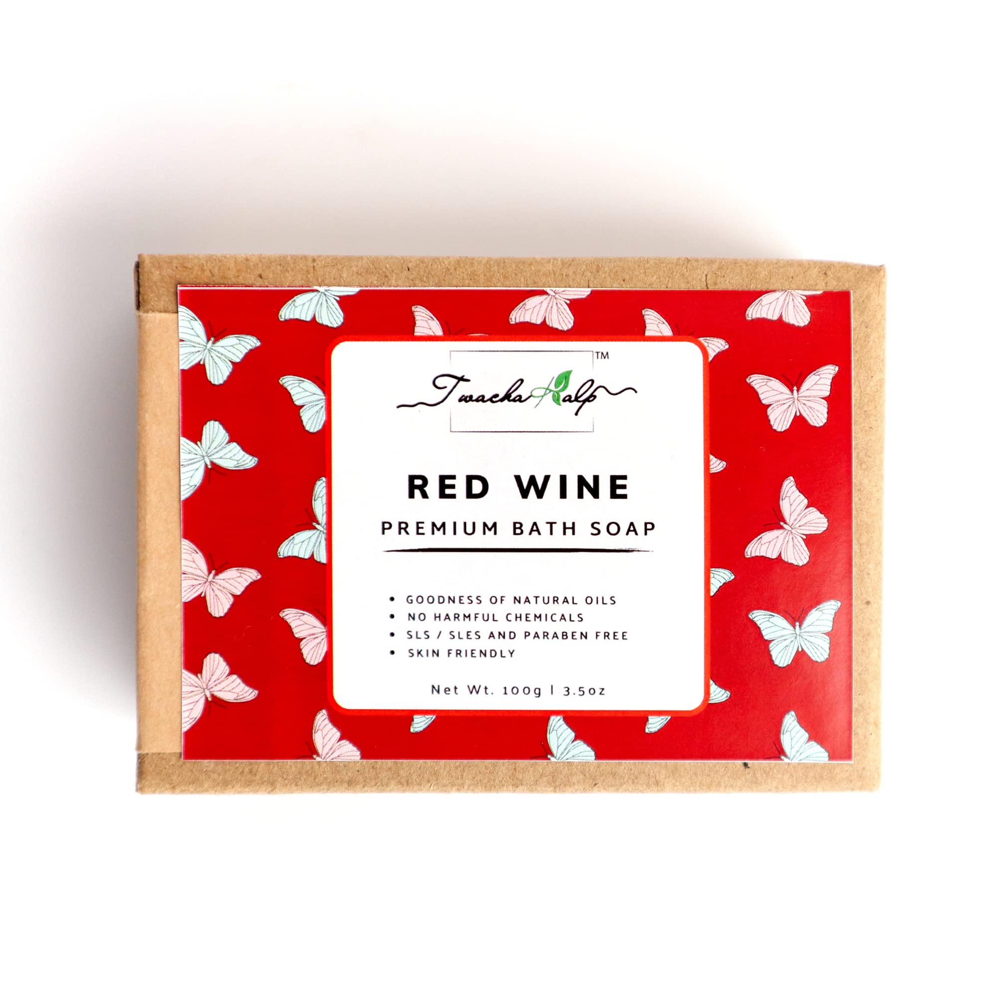TWACHAKALP Premium Red Wine Soap | Organic Handmade Grape Extract Cleansing Bar 100g | Gentle Face & Body Wash for Dry & Sensitive Skin | Perfect for Spa, Gift & Daily Skincare Routine