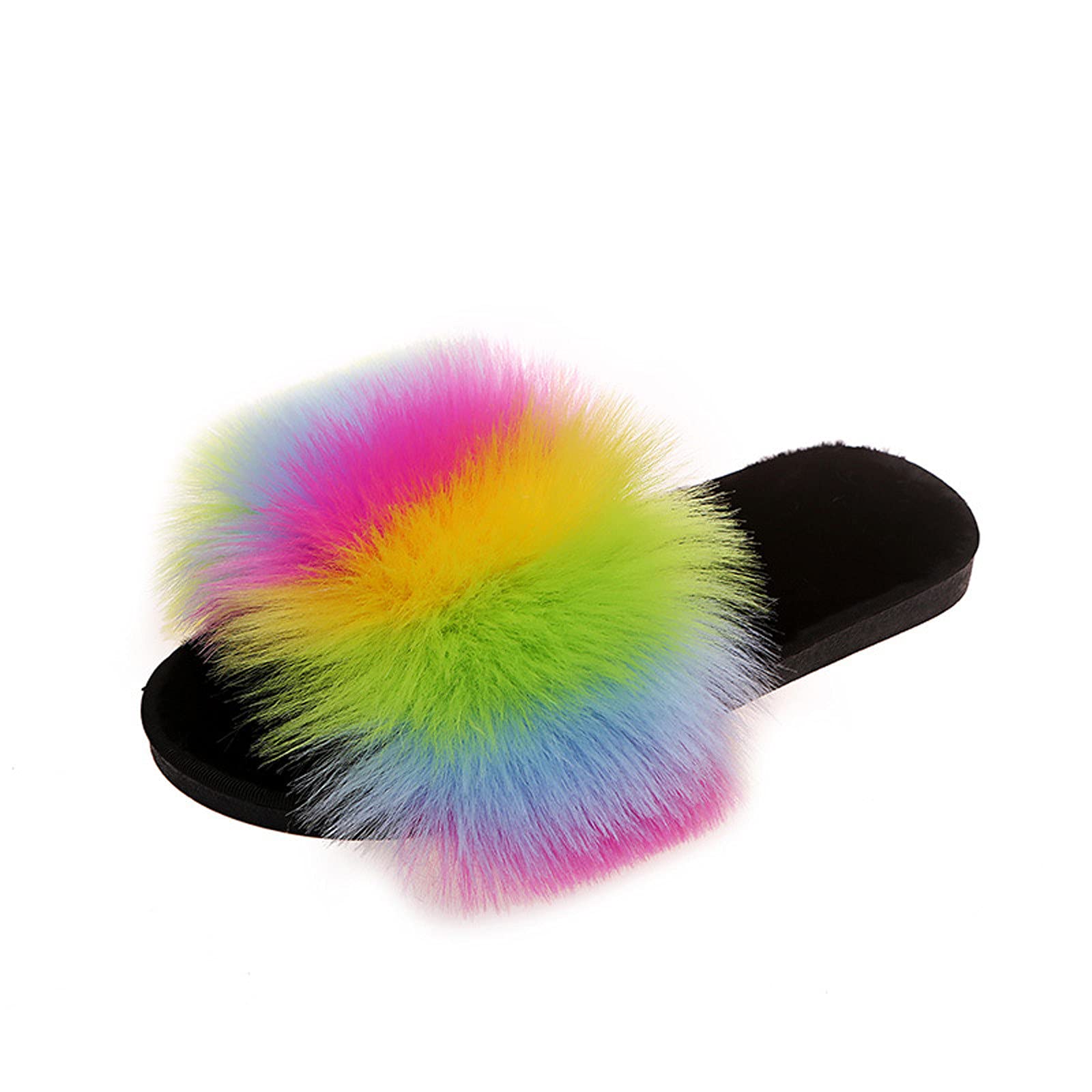 Women's Cozy Cotton Furry Slippers with Smile Design - Soft Indoor House Shoes for Women (Yellow, Size 37) - Perfect for Home, Lounge & Winter Comfort