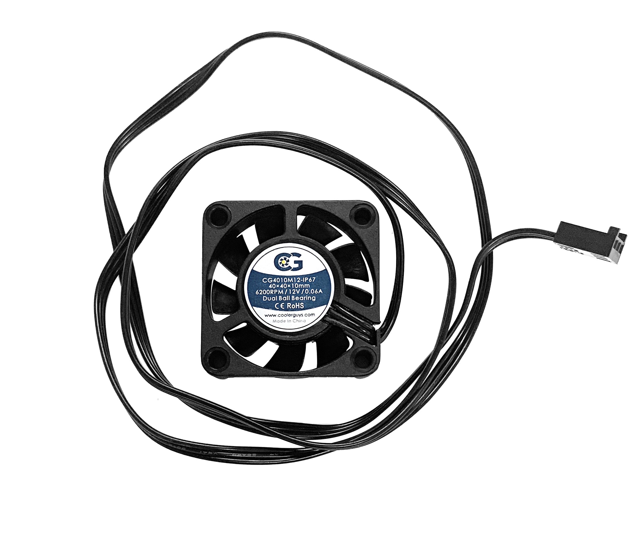 Coolerguys 40x40x10mm 12VDC 3-Pin Medium Speed IP67 Waterproof Cooling Fan CG4010M12 - Perfect for PC Cooling, Electronics Enclosures & Industrial Equipment