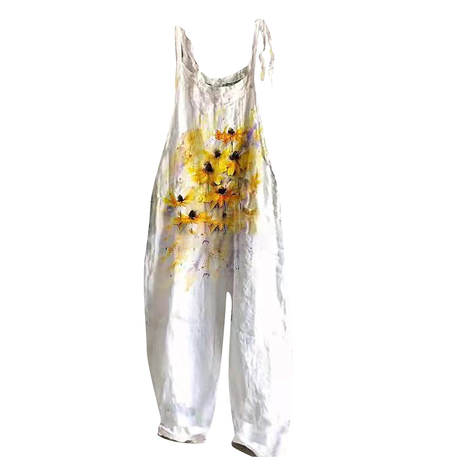 Women's Casual Loose Bohemian Floral Print Wide Leg Jumpsuit - Cotton Summer Beach Romper Overalls for Vacation, Outdoor Activities & Boho Fashion