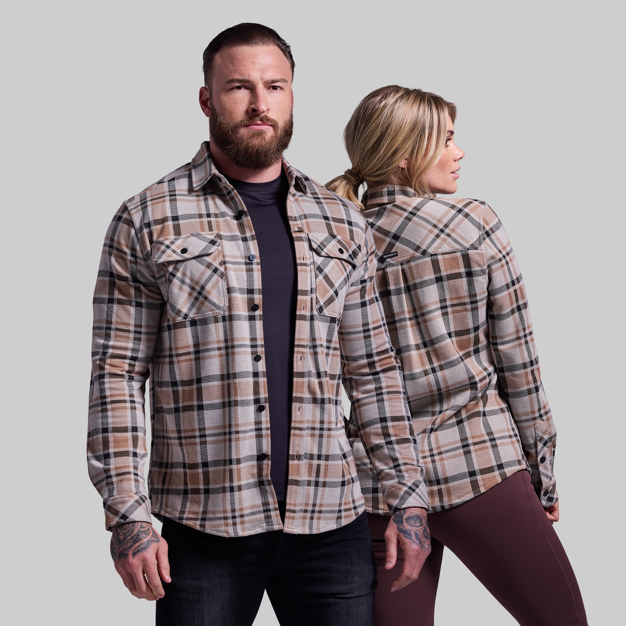 Premium Stretchy Flannel Shirt for Men - Comfortable & Durable Brushwood Plaid - Perfect for Outdoor Adventures, Camping, and Casual Wear