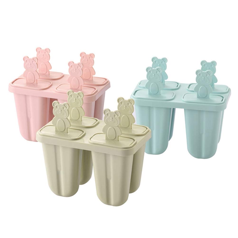 Reusable 4-Grid Popsicle Molds for Ice Cream & Frozen Treats - BPA-Free Food Grade Silicone Ice Cube Trays - Perfect for Homemade Popsicles, Ice Cubes & Summer Desserts