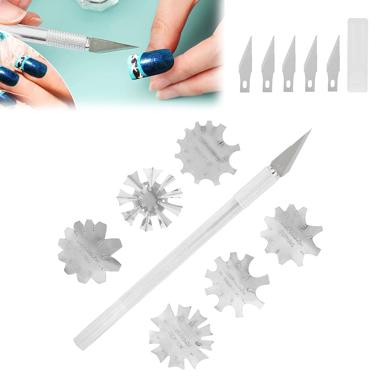 Professional Nail Manicure Edge Trimmer Templates - Easy Grip Silver Nail Edge Guides for Manicurists, Nail Schools & Salons - Perfect for Beginners & DIY Home Nail Care