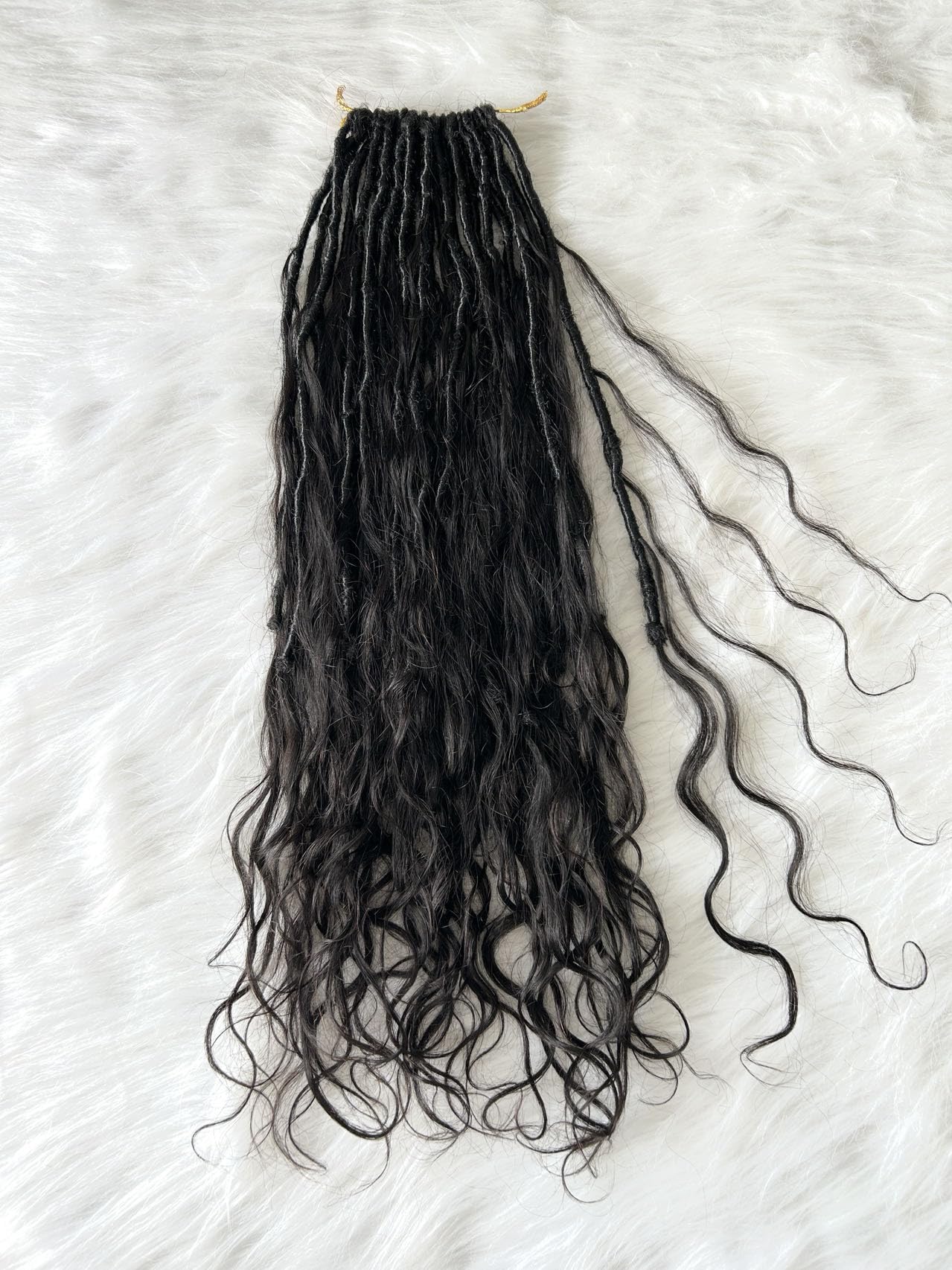 Boho Faux Locs Crochet Hair - 18 Inch Pre-Looped Human Hair Braids with Body Wave Ends - Natural Color Goddess Dreadlocks for Black Women (Pack of 3) - Perfect for Protective Styling, Weddings & Everyday Wear