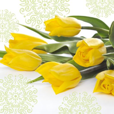 20 Pack Yellow Tulips Floral Paper Lunch Napkins - Elegant Floral Design for Parties, Weddings, and Spring Table Decorations
