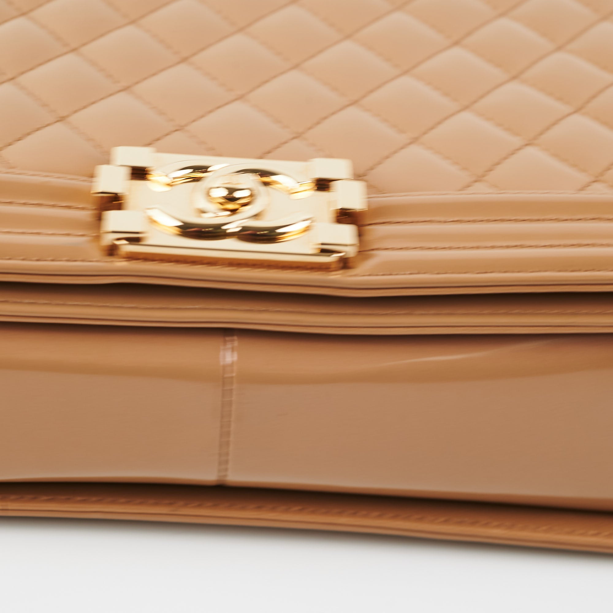 Chanel New Medium Boy Bag in Dark Beige Iridescent Patent Leather - Luxury Crossbody Bag for Women, Perfect for Evening Parties & Date Nights