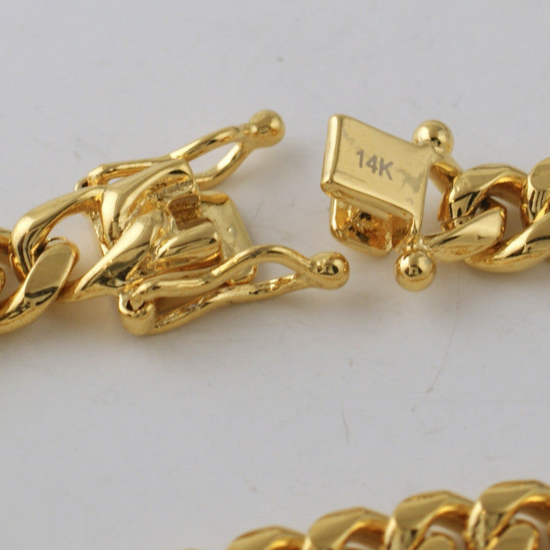 8mm Gold Premium Miami Cuban Link Bracelet for Men - 14K Gold Plated Stainless Steel Hip Hop Jewelry Gift for Birthday, Anniversary & Special Occasions