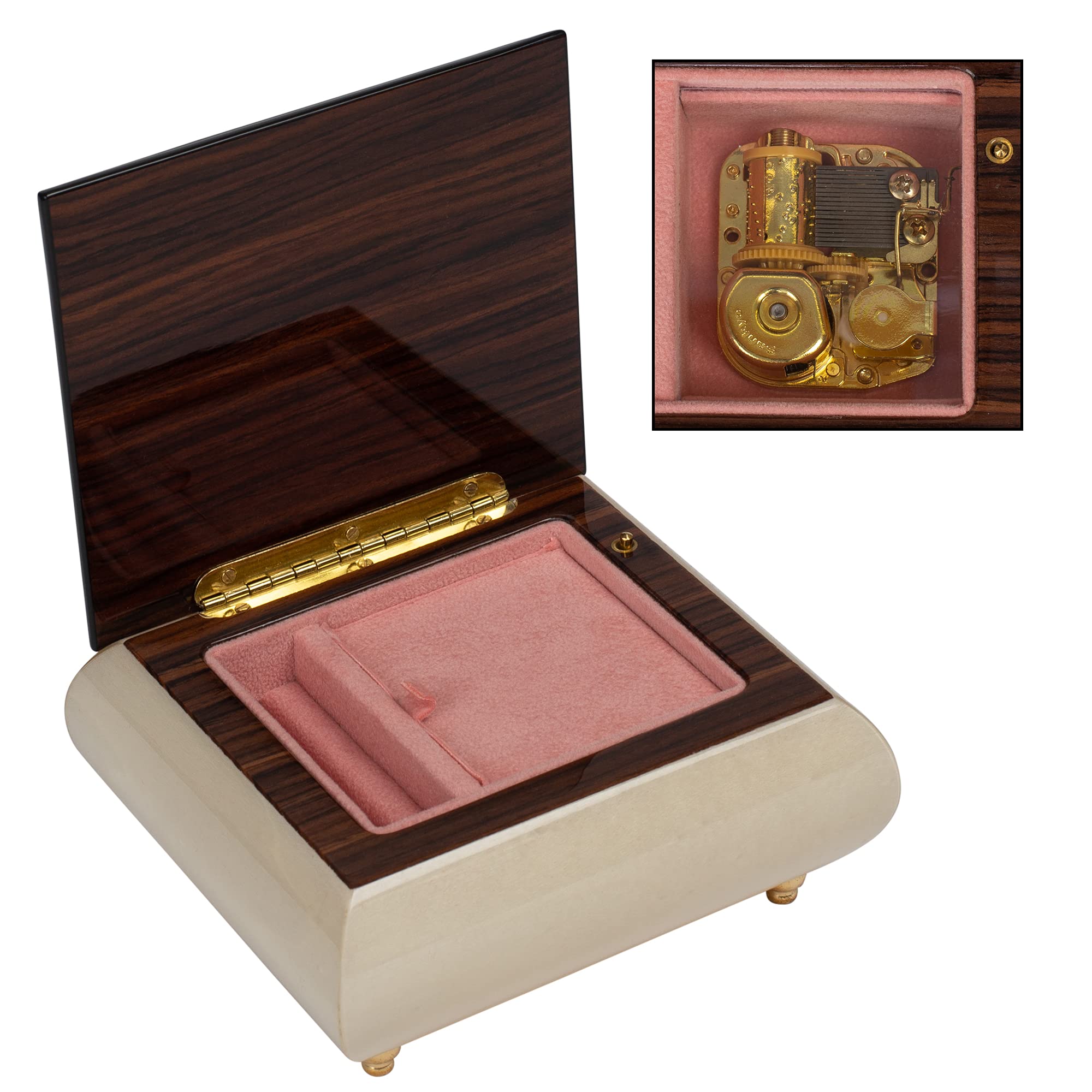 Elegant Matte Finish Italian Inlaid Ballet Slipper Music Box - Customizable Tune Jewelry Box for Home Decor, Gift & Wedding Keepsake