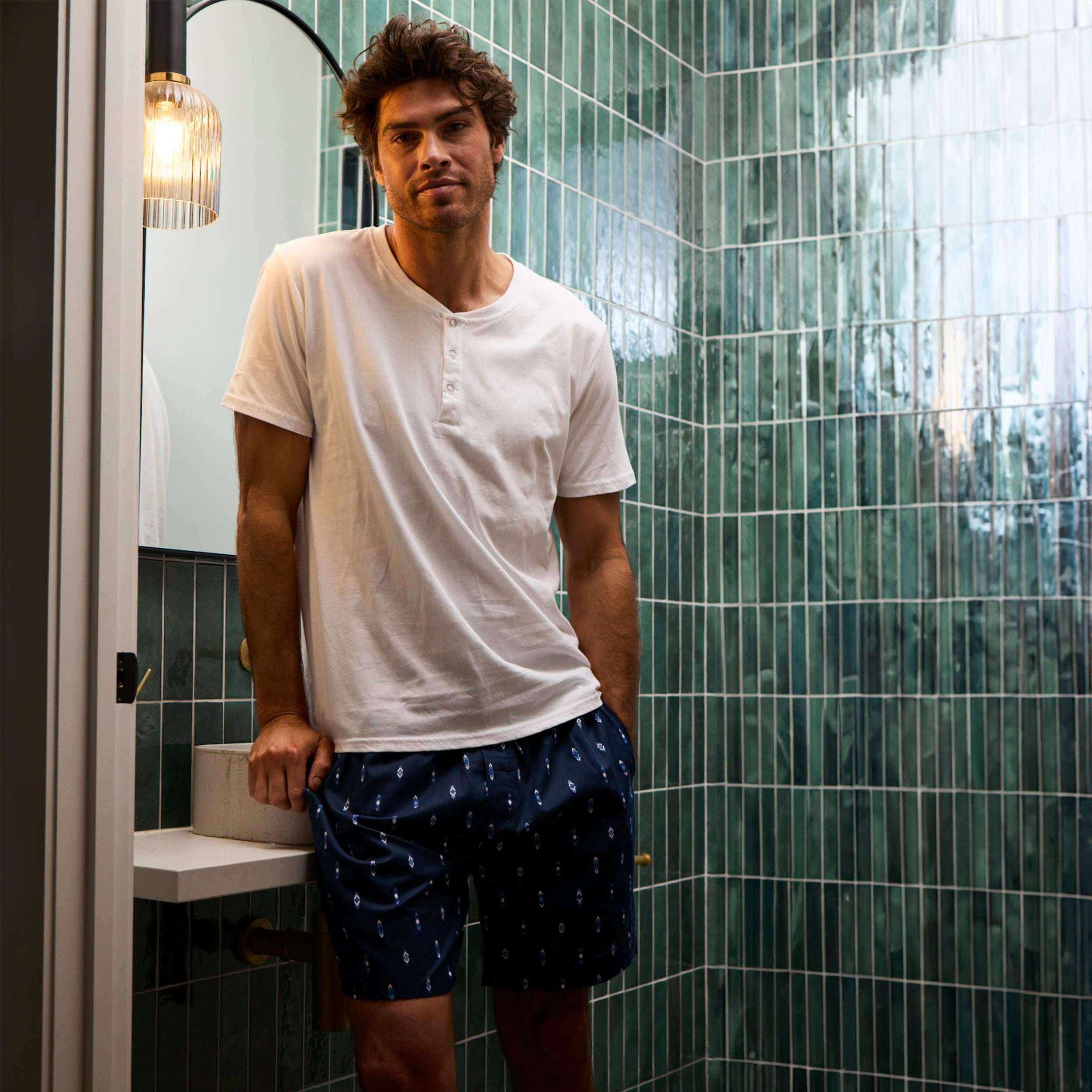 Men's Flint Cotton Sleep Shorts - Navy Blue - Soft & Breathable Lounge Pajama Shorts for Comfortable Nightwear & Relaxing at Home