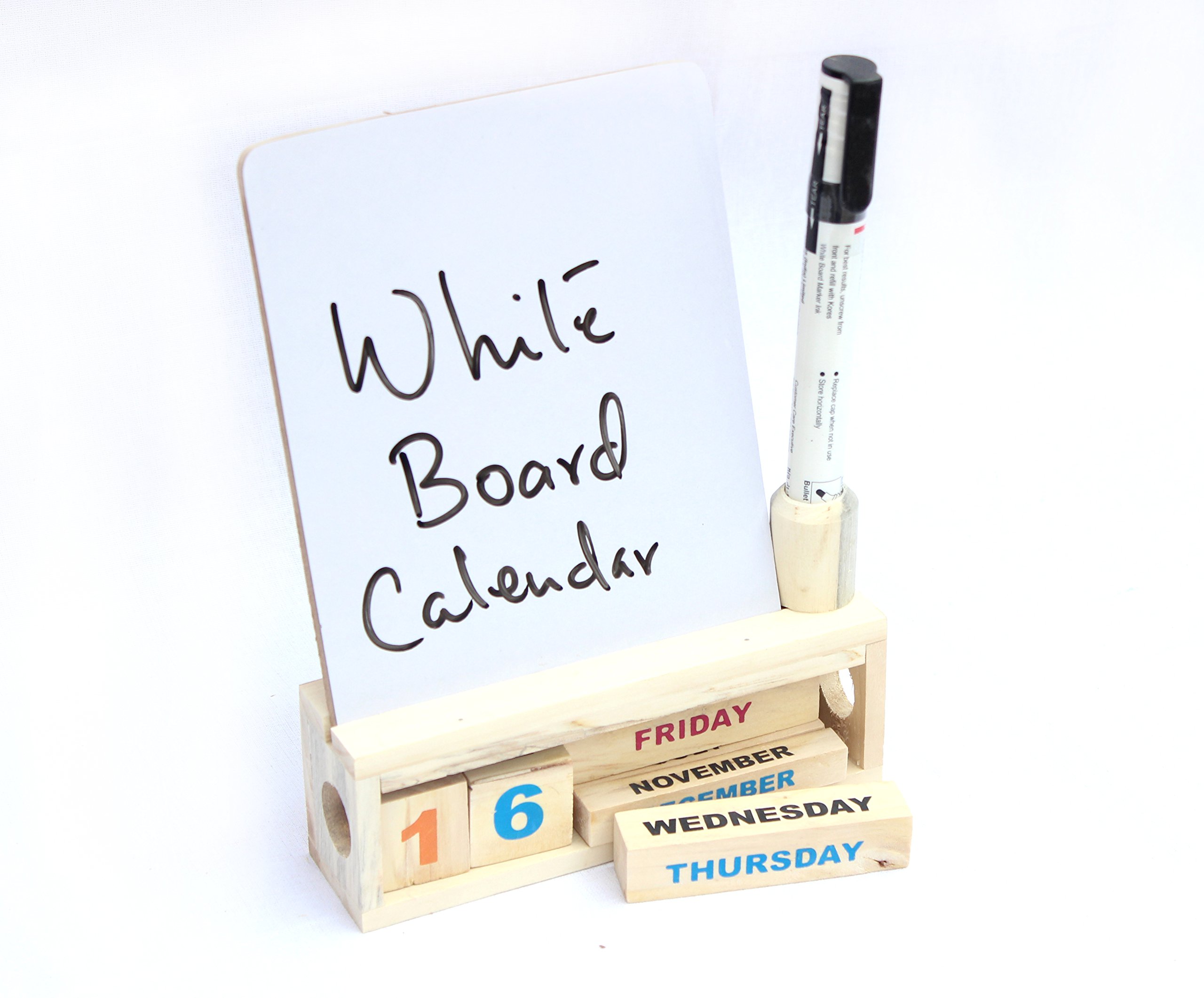 IVEI Wooden Desk Calendar with Whiteboard - Perpetual Calendar Set for Office, School, Home & Study Room - Reusable Dry Erase Board Calendar for Planning, Scheduling & Desk Decor - Perfect for Daily Organization, Goal Tracking & Workspace Decoration