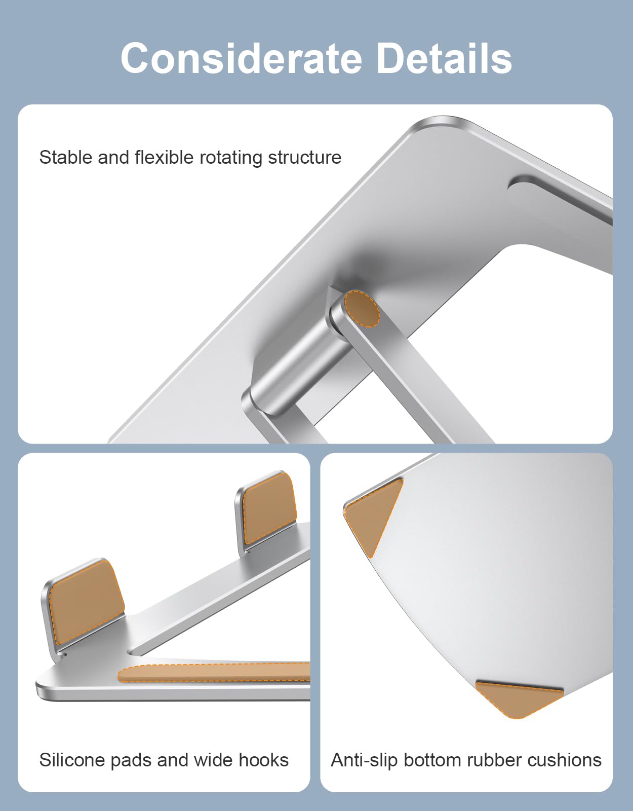 Niweya Adjustable Aluminum Laptop Stand for Desk - Ergonomic Riser Holder with Ventilated Cooling, Portable Design for MacBook Air/Pro & All 10-16 Inch Notebooks - Perfect for Home Office, Gaming & Workstation Setup