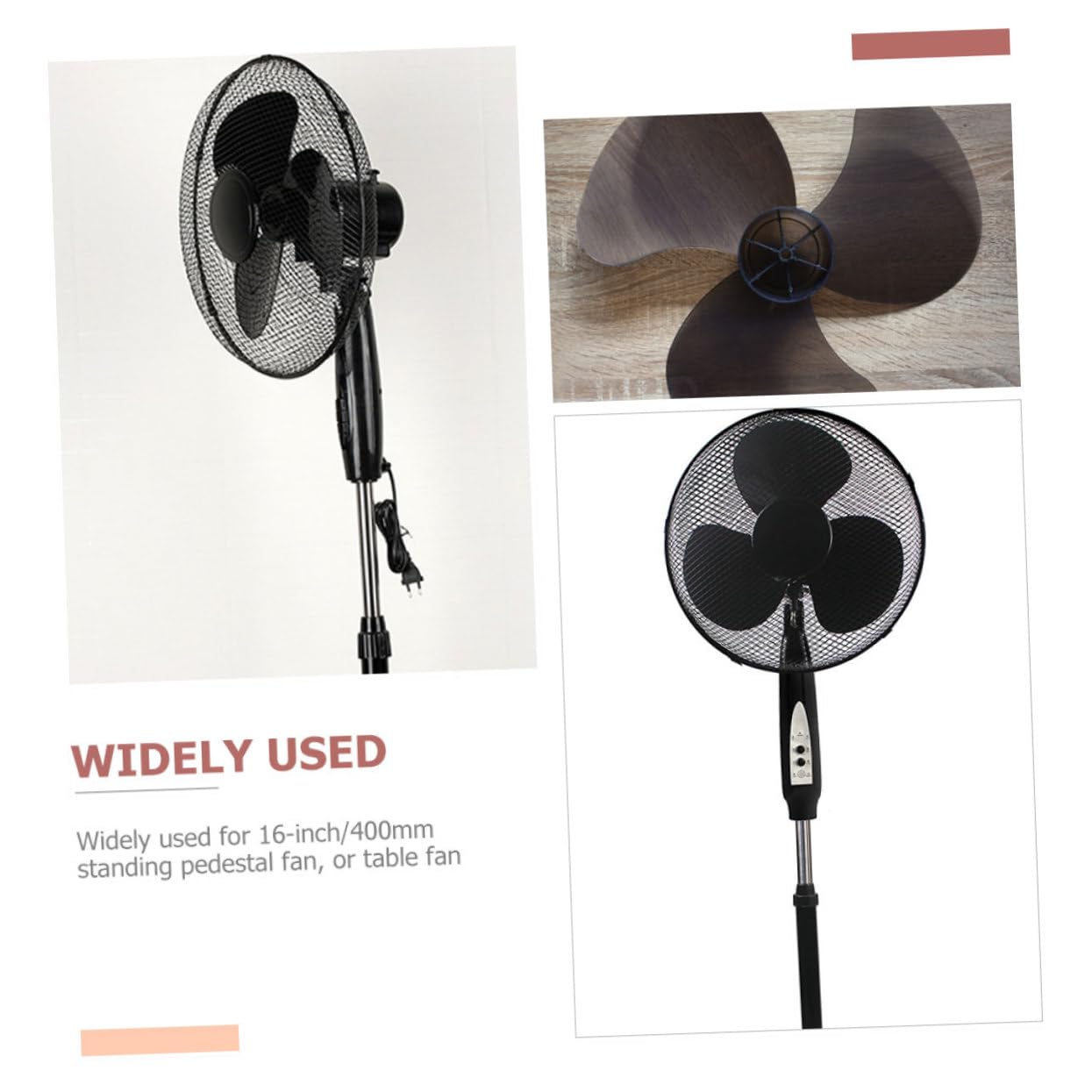 3-Blade Replacement Fan Blades for Standing Pedestal Fans - Easy Install, Quiet Plastic Fan Blades for Household Use - Perfect for Bedroom, Living Room & Office Cooling