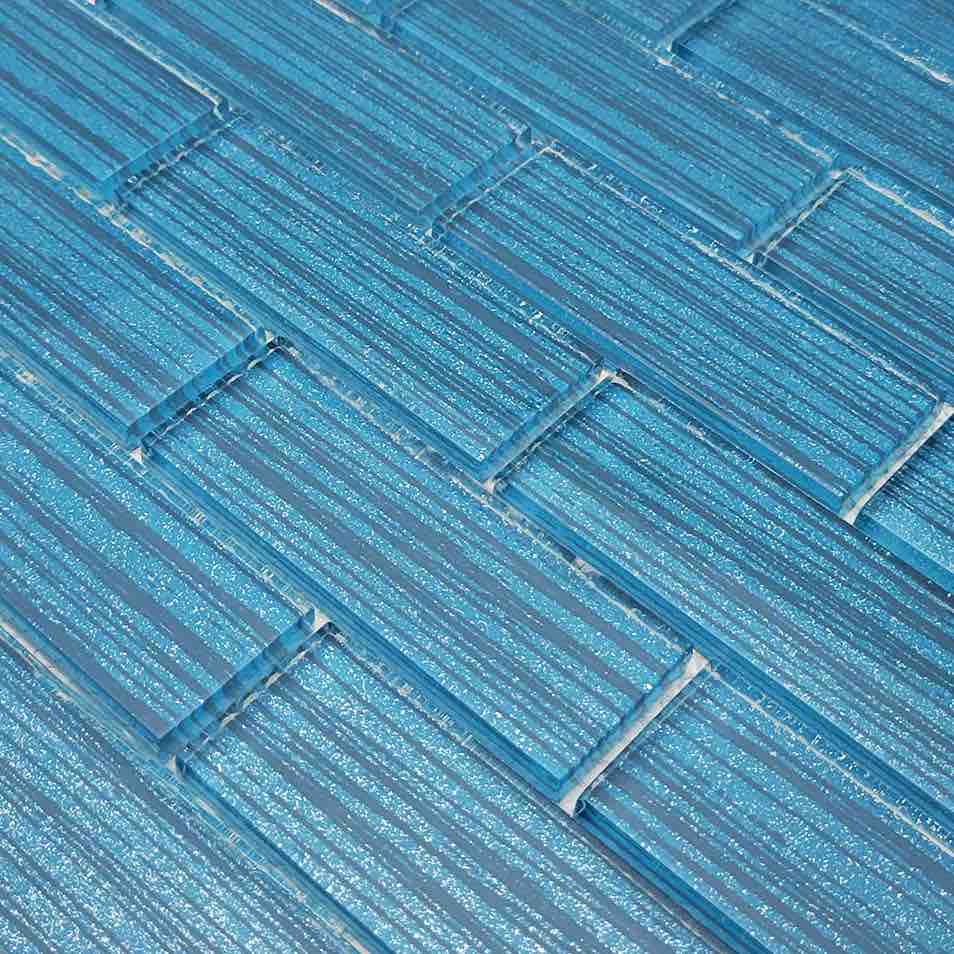 Blue Glass Subway Tile Stripes 1.5x4 - Perfect for Kitchen Backsplash, Bathroom Walls & Modern Home Decor