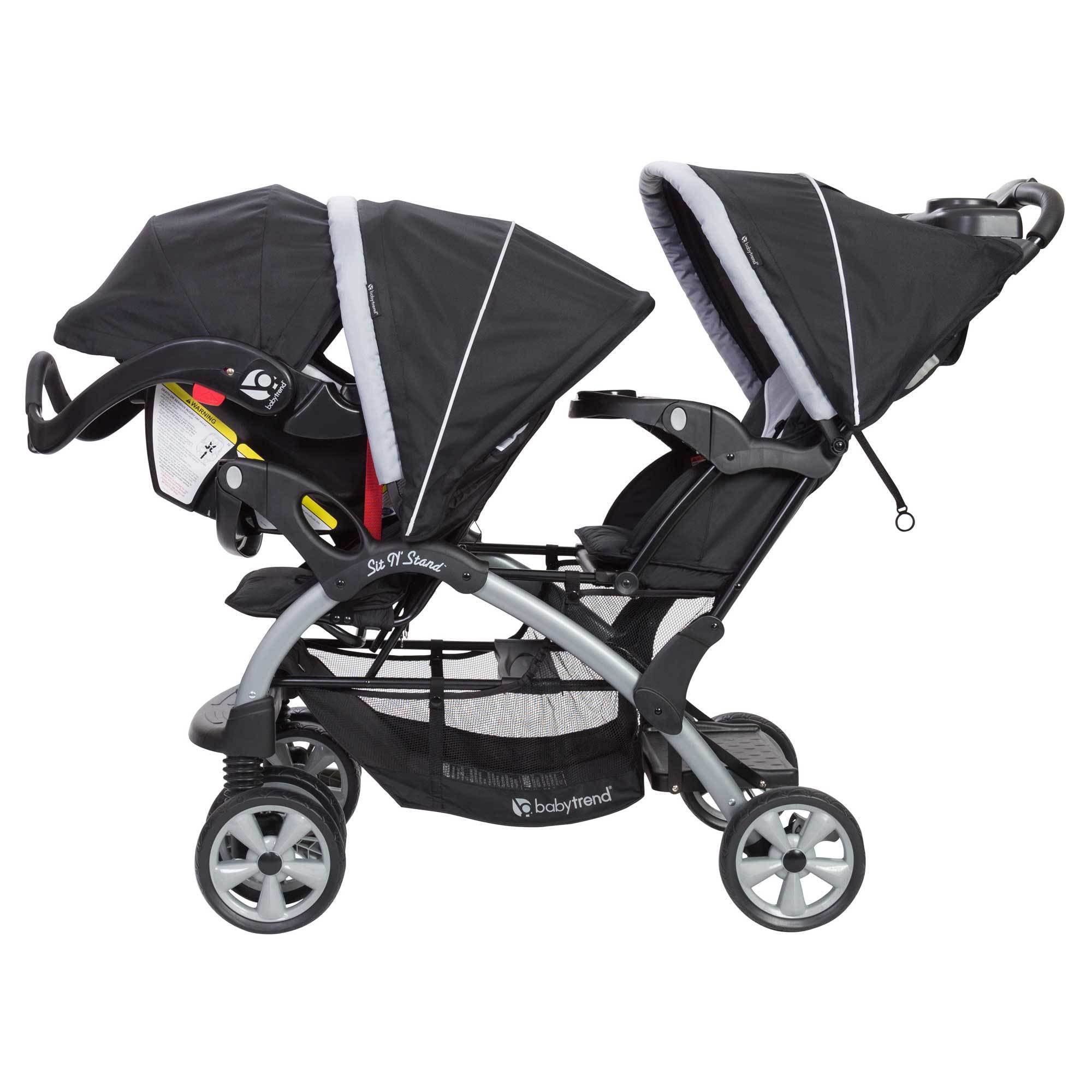Baby Trend Double Stroller & Car Seat Combo for Infants & Toddlers - 2-Piece Travel System in Stormy | Perfect for Twins, Siblings & Daycare Outings