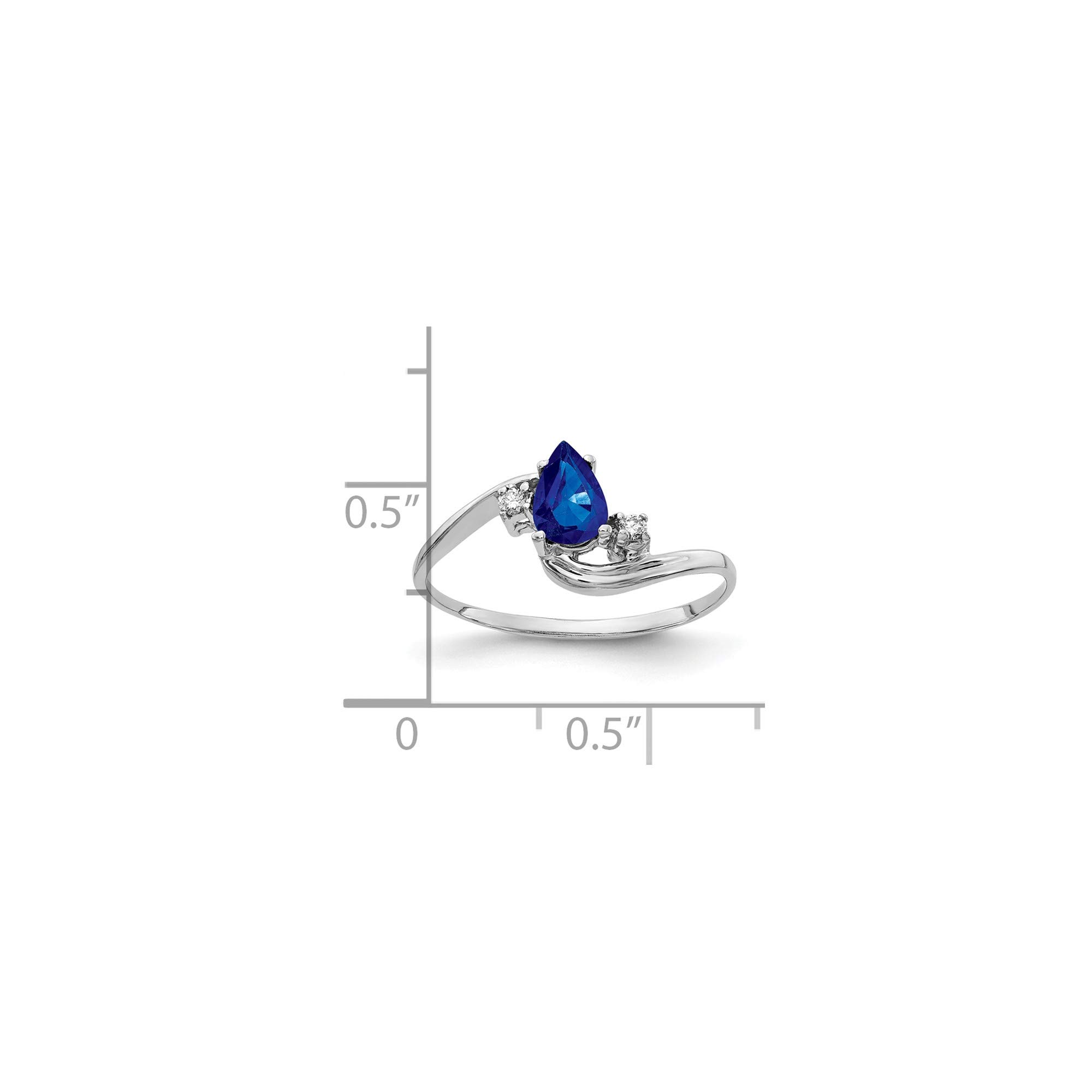 14K White Gold 6x4mm Pear Sapphire and AA Diamond Engagement Ring - Size 6, Dainty Wedding Band, Perfect for Bridal Jewelry, Anniversary Gifts & Special Occasions