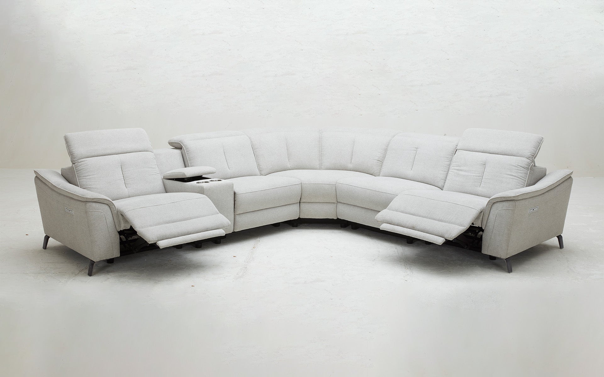 Modern Fabric Sectional Sofa with Recliners - Comfortable L-Shaped Couch for Living Room, Family Room & Home Theater
