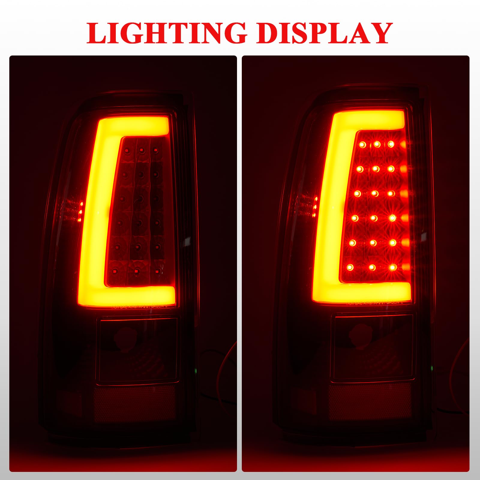 WonVon LED Tail Lights Compatible with 2003-2006 Chevy Silverado 1500/2500/3500 & 2007 Classic - C-Type Black Housing Brake Lamps (Pair) - OE Replacement for Driver & Passenger Side - Perfect for Truck Upgrades & Night Driving Safety