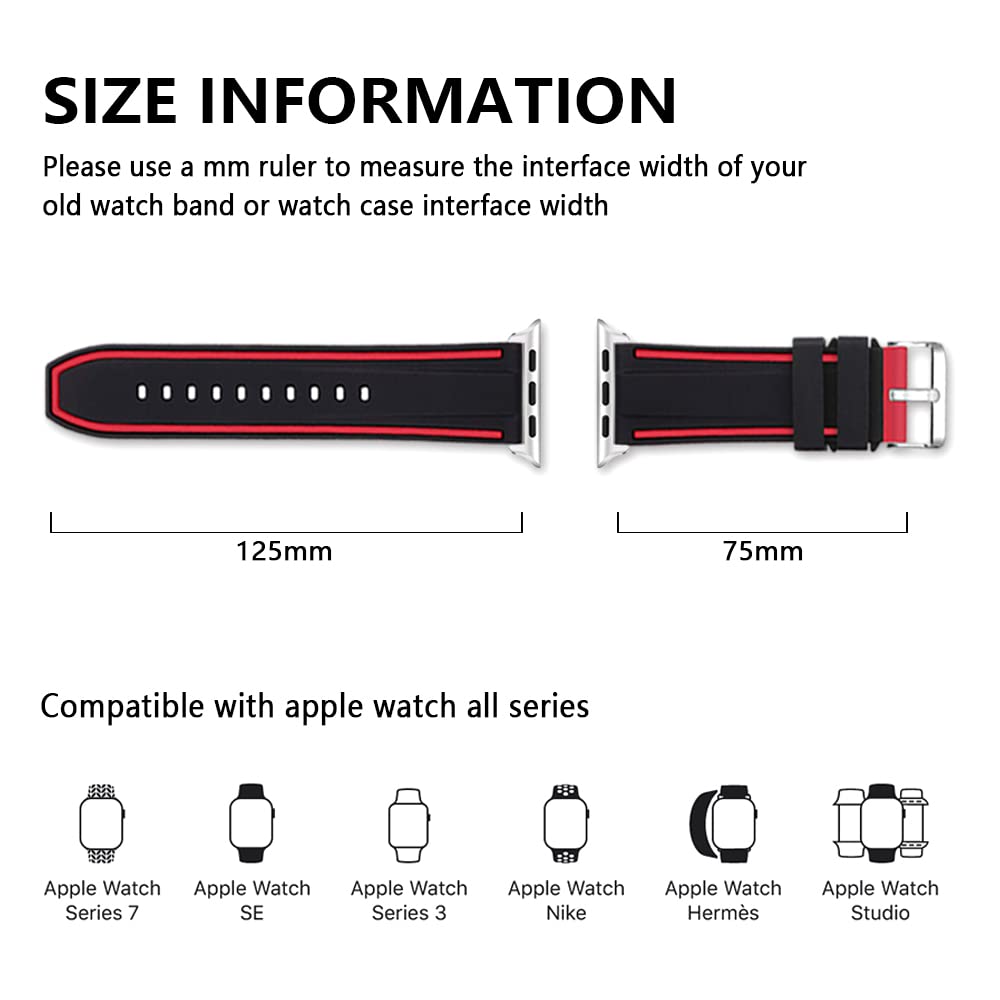 Compatible with Apple Watch Bands 49mm 45mm 44mm 42mm 41mm 40mm 38mm - Soft Silicone Sport Strap for iWatch Series Ultra 2/SE/10/9/8/7/6/5/4/3 - Durable Replacement Watch Band for Men & Women - Perfect for Gym, Running, Swimming & Daily Wear