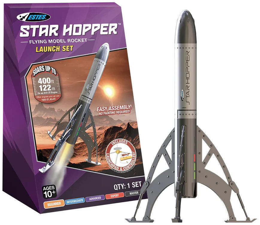 Estes Star Hopper Model Rocket Launch Set - Beginner Rocket Kit with Mini Launch Controller & Pad (2427) | STEM Learning, Outdoor Science Activity for Kids & Teens