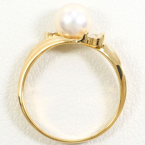 18K Yellow Gold Pearl Diamond Ring for Women - Elegant Bridal Jewelry, Wedding, Anniversary & Special Occasion Gift
