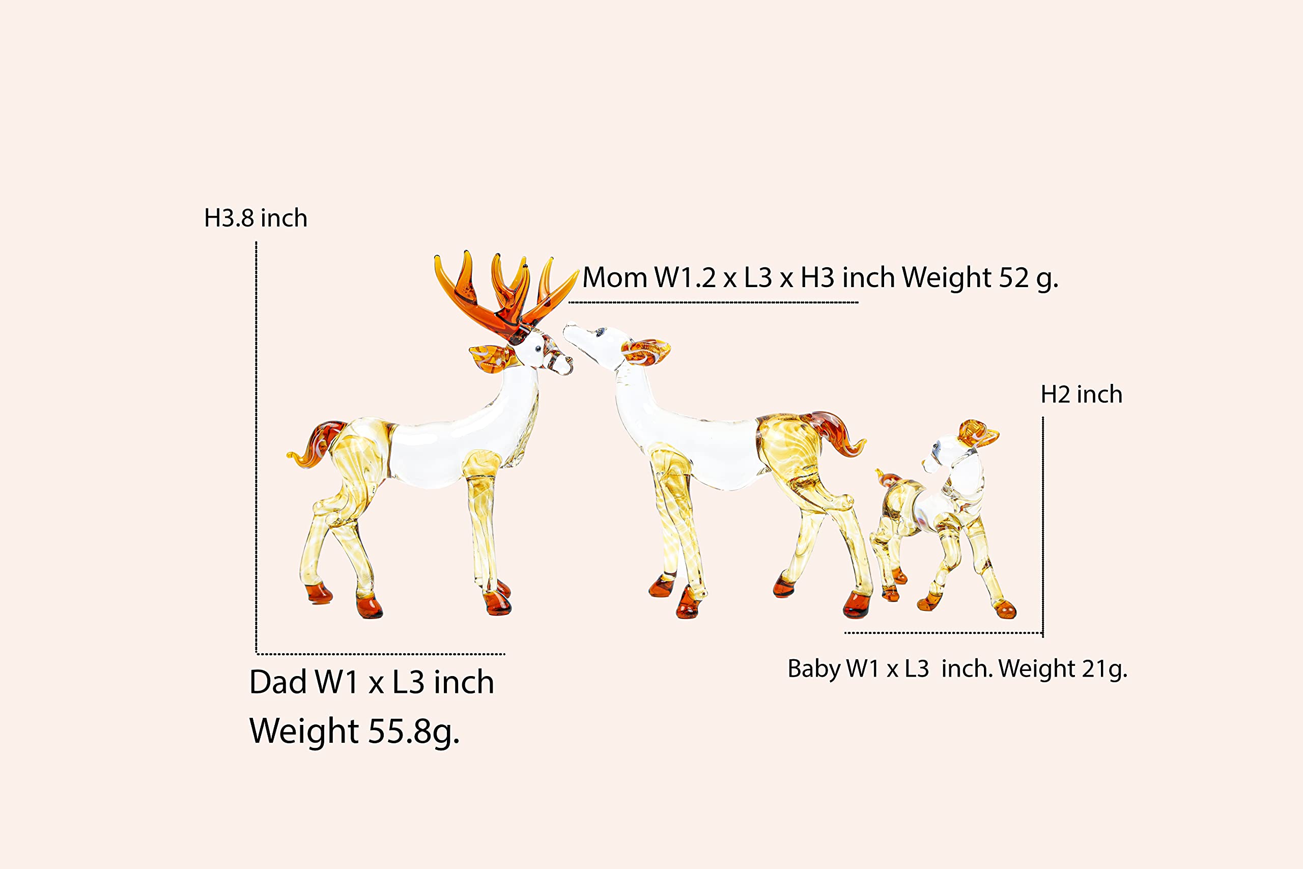 I-DO-CARE Deer Family Set of 3 - Mother, Father & Baby Deer Figurines, Plastic Woodland Nursery Decor for Baby Shower, Birthday Party, Christmas & Home Decoration | Perfect for Nursery Room, Garden Display & Seasonal Decorating