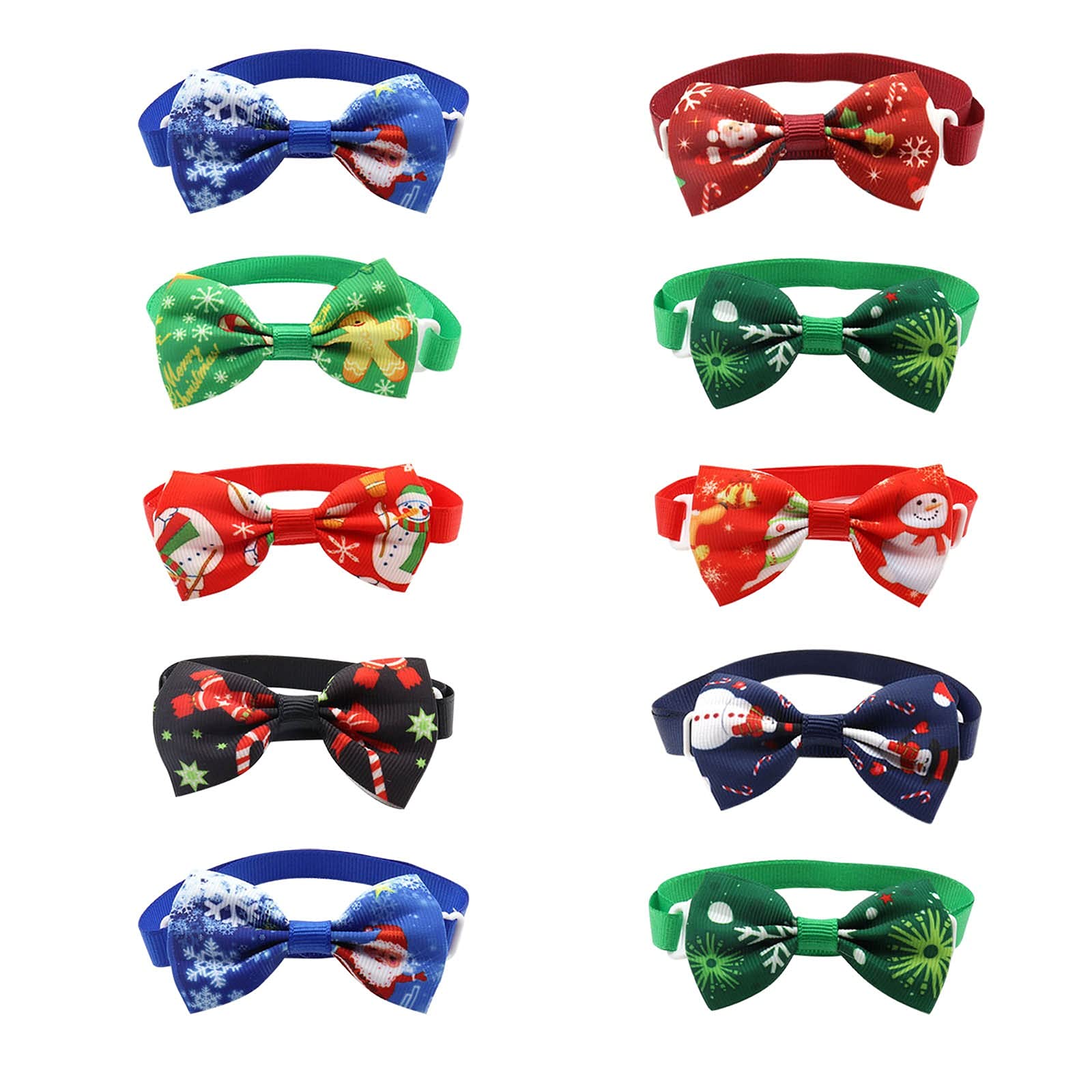 10PC Christmas Pet Bow Ties for Dogs & Cats - Snowman & Snowflake Design, Large Size Pet Accessories for Holiday Parties & Festive Occasions