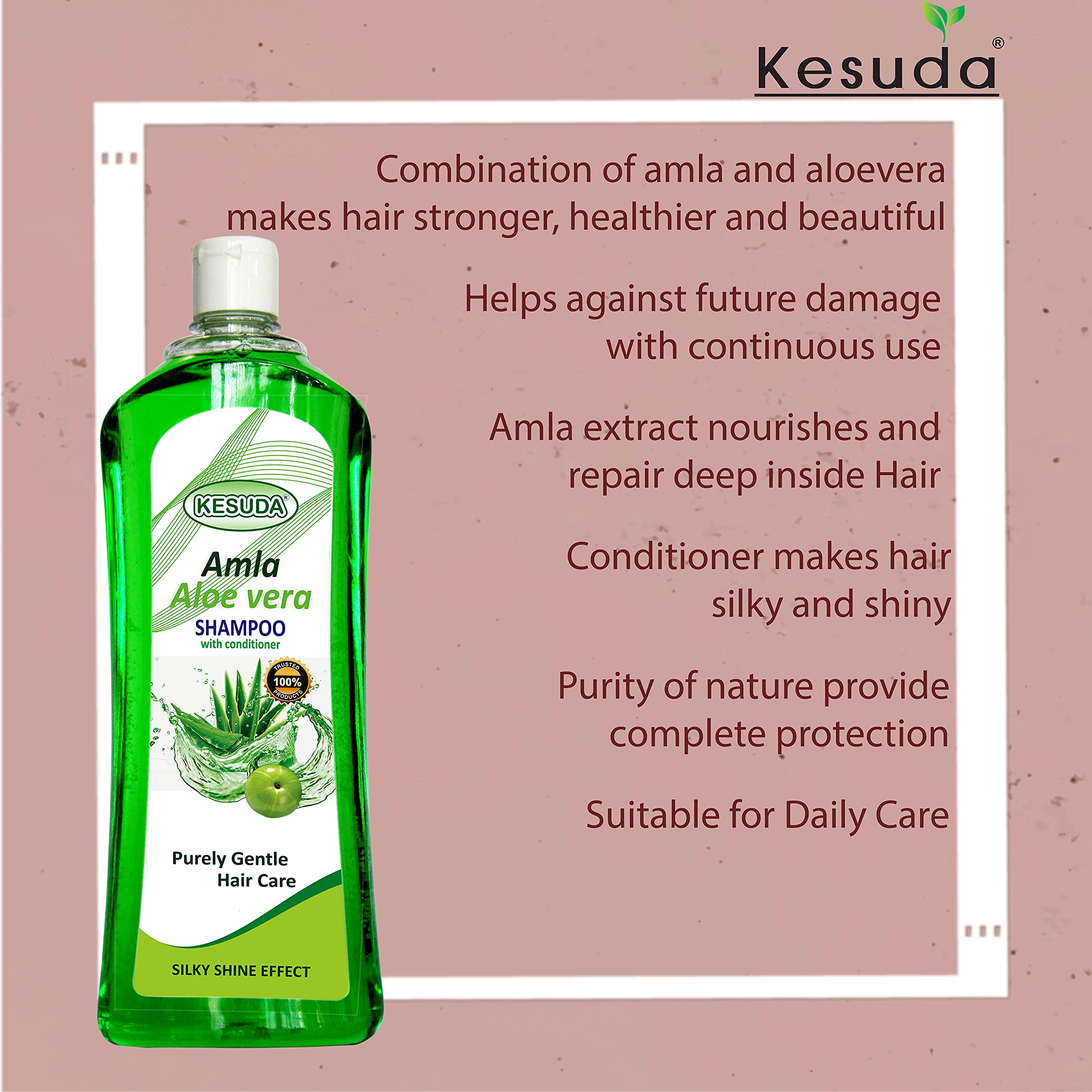 Kesuda Amla Aloe Vera Shampoo with Conditioner - 200ml for Healthy Hair Growth & Scalp Care | Natural Hair Repair for Dry, Damaged Hair | Perfect for Daily Use at Home or Salon