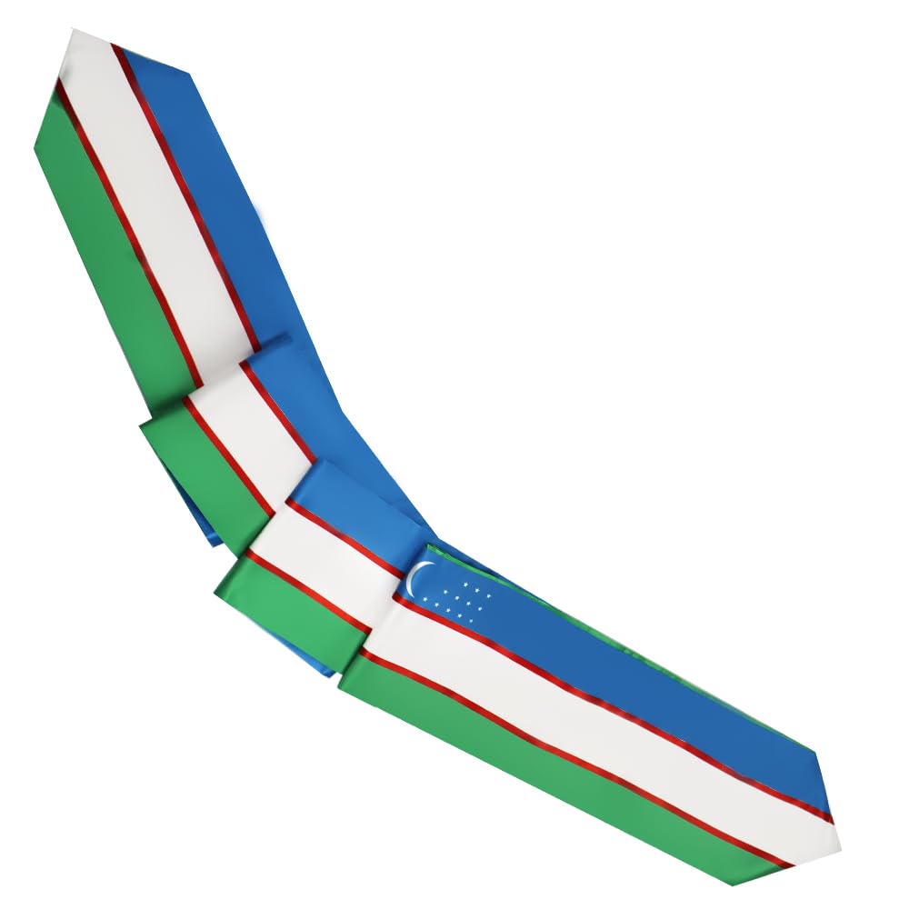 Uzbekistan Flag Graduation Stole - 180x13cm Double Sided Scarf for International Students - Perfect for Study Abroad Graduation Ceremonies, Cultural Events & Gift Giving