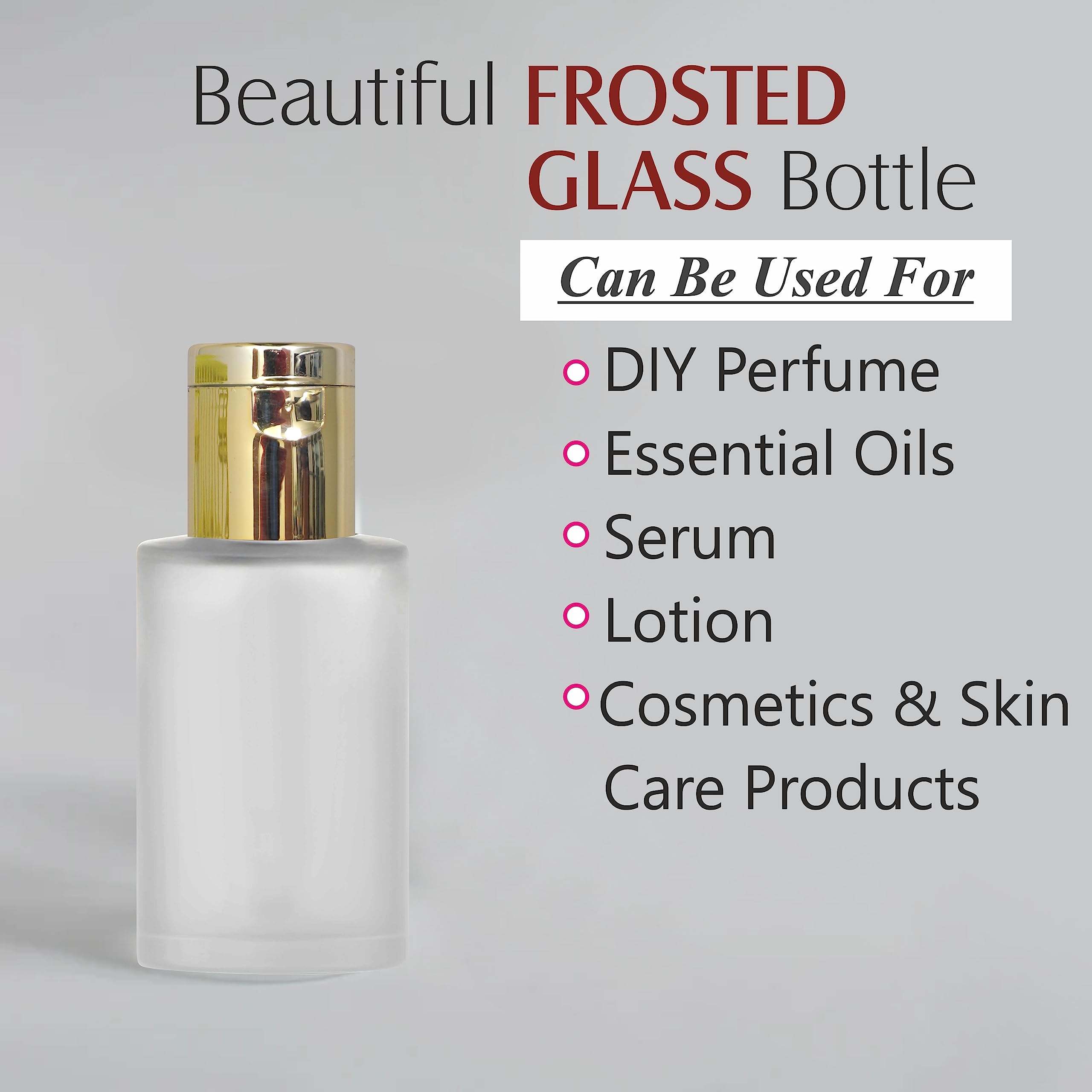 Premium Frosted Glass Bottles with White Lotion Pump Dispenser - 5 Pack Set for Essential Oils, Lotions & DIY Skincare - Perfect for Bathroom, Spa & Home Organization