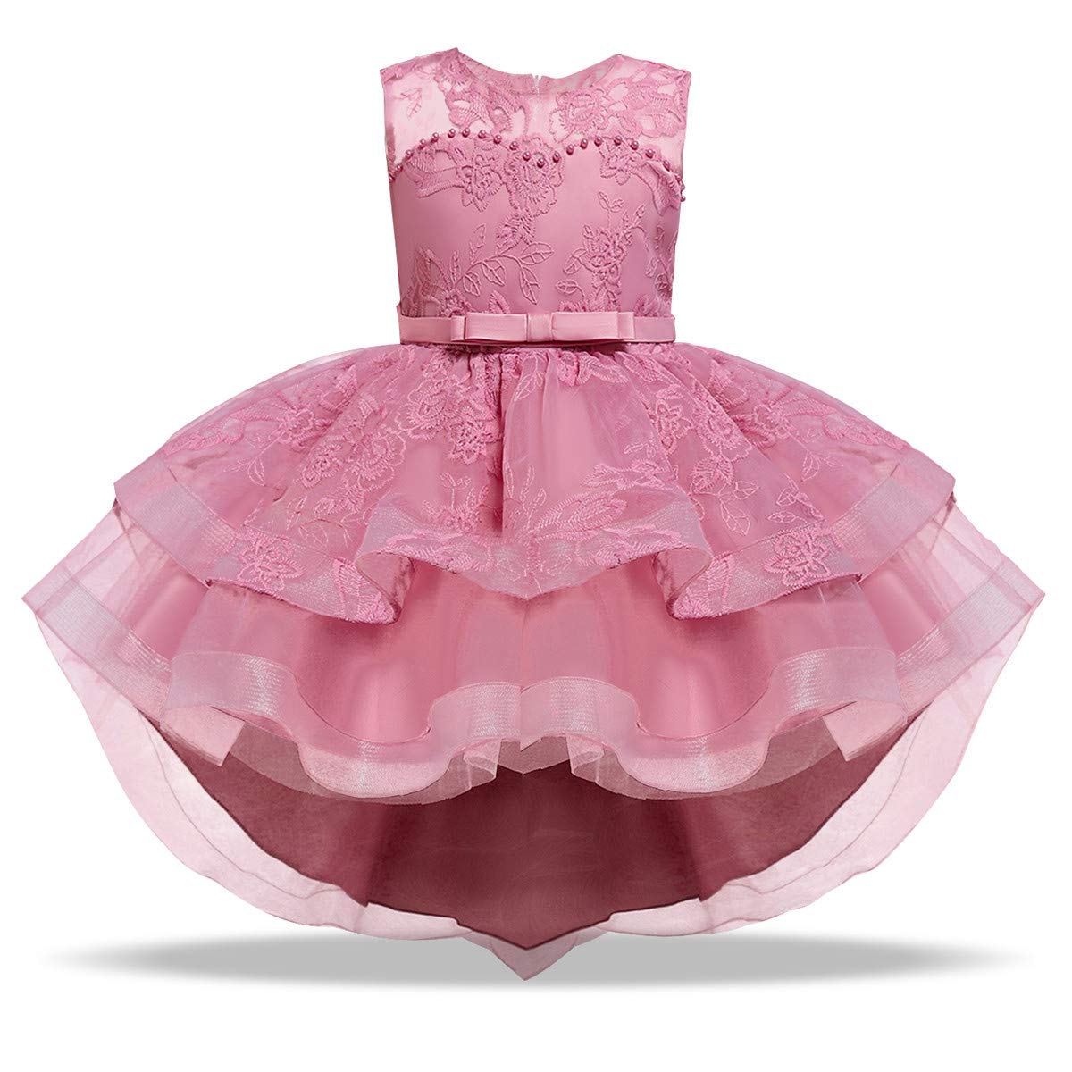 NNJXD Girls' Ruffled Lace Party Dress - Elegant Flower Girl & Wedding Dresses for Kids - Perfect for Birthday Parties, Pageants & Special Occasions