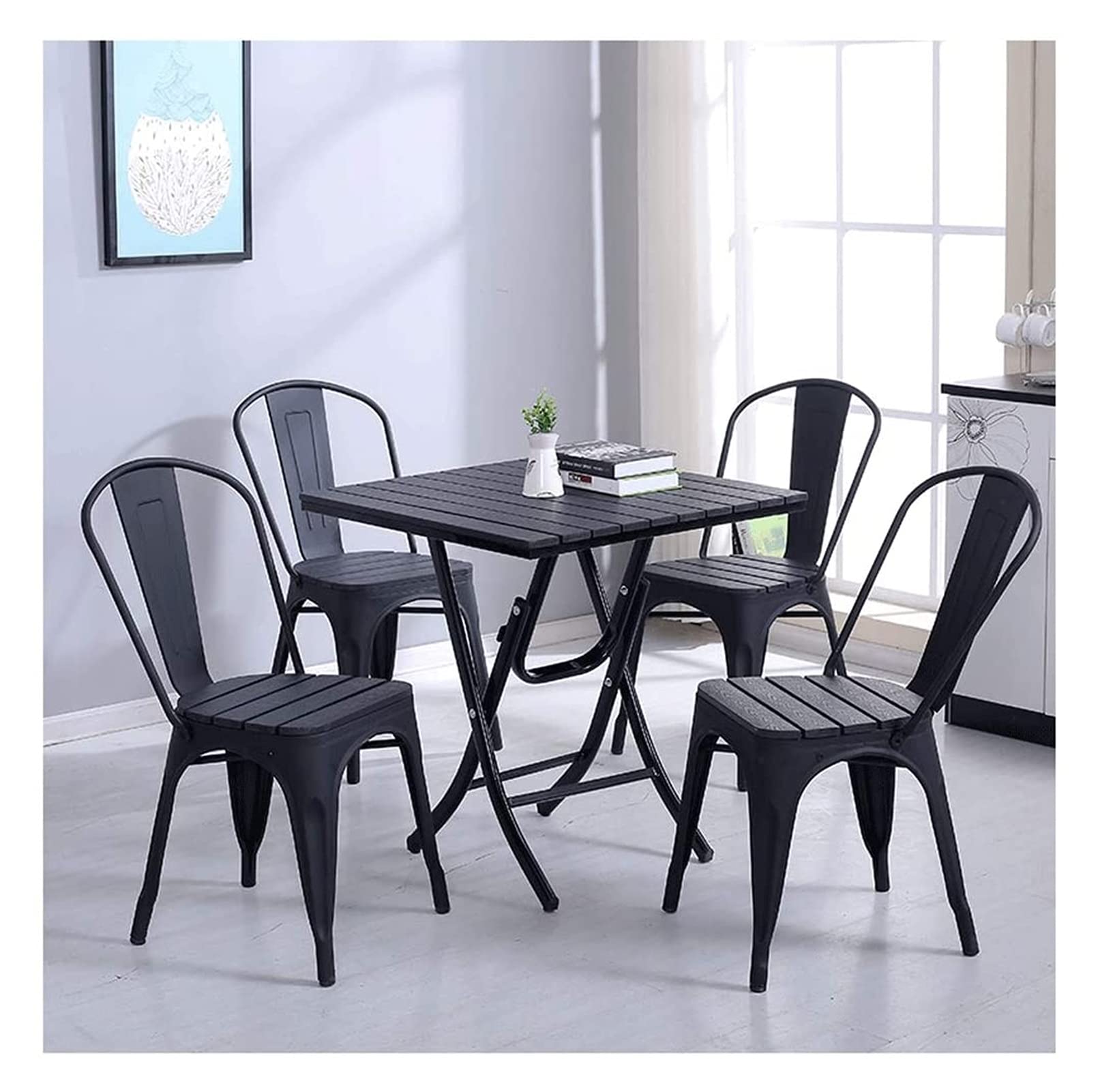 Reception Room Table Business Dining Table Set, Outdoor Table and Chair Set for Tea Shop, Bar, Hotel, Restaurant, Courtyard, Garden, Farmhouse, Balcony, Lounge, Study, Home Office, and Event Spaces (Color: 02, Size: 70+4)