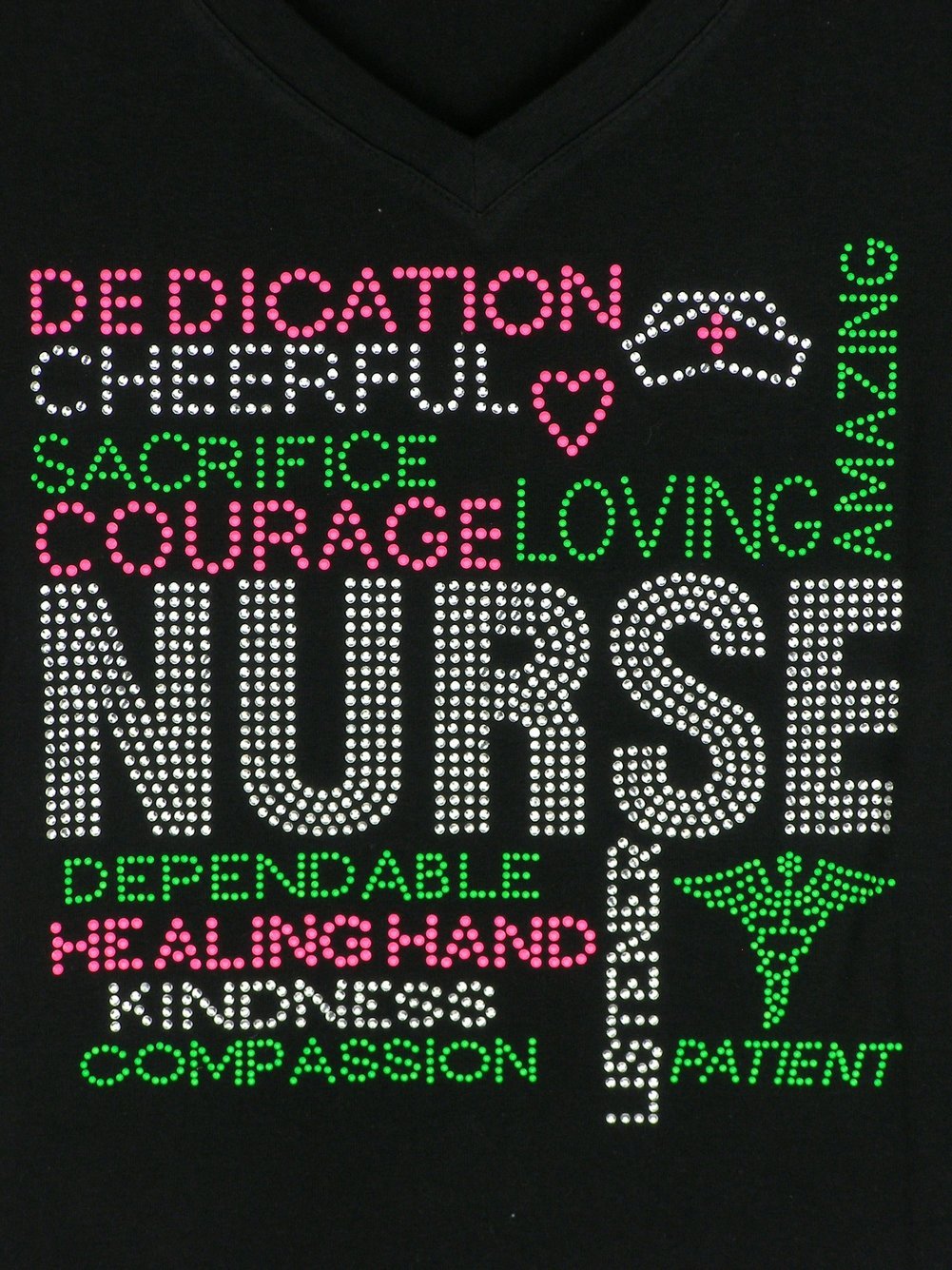 Women's Nurse Rhinestone Bling T-Shirt - Black Sparkling Graphic Tee for Nurses, Medical Professionals & Healthcare Workers | Perfect for Work, Nursing School or Casual Wear