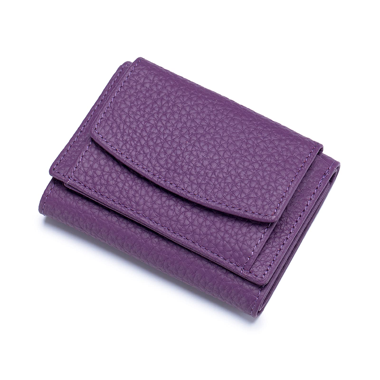 RFID Blocking Leather Wallet for Women - Compact Thin Front Pocket Card Holder with RFID Protection - Perfect for Travel, Work, and Everyday Use (Purple)