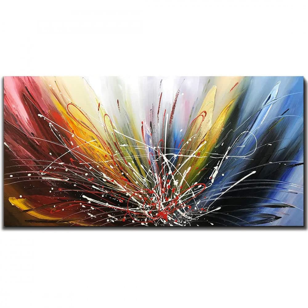 Tiancheng Art 24x48 Inch Hand-Painted Abstract Oil Painting on Canvas - Modern Contemporary Wall Art for Living Room, Bedroom & Office Decor - Ready to Hang Home Decoration - Perfect for Gifts & Interior Design