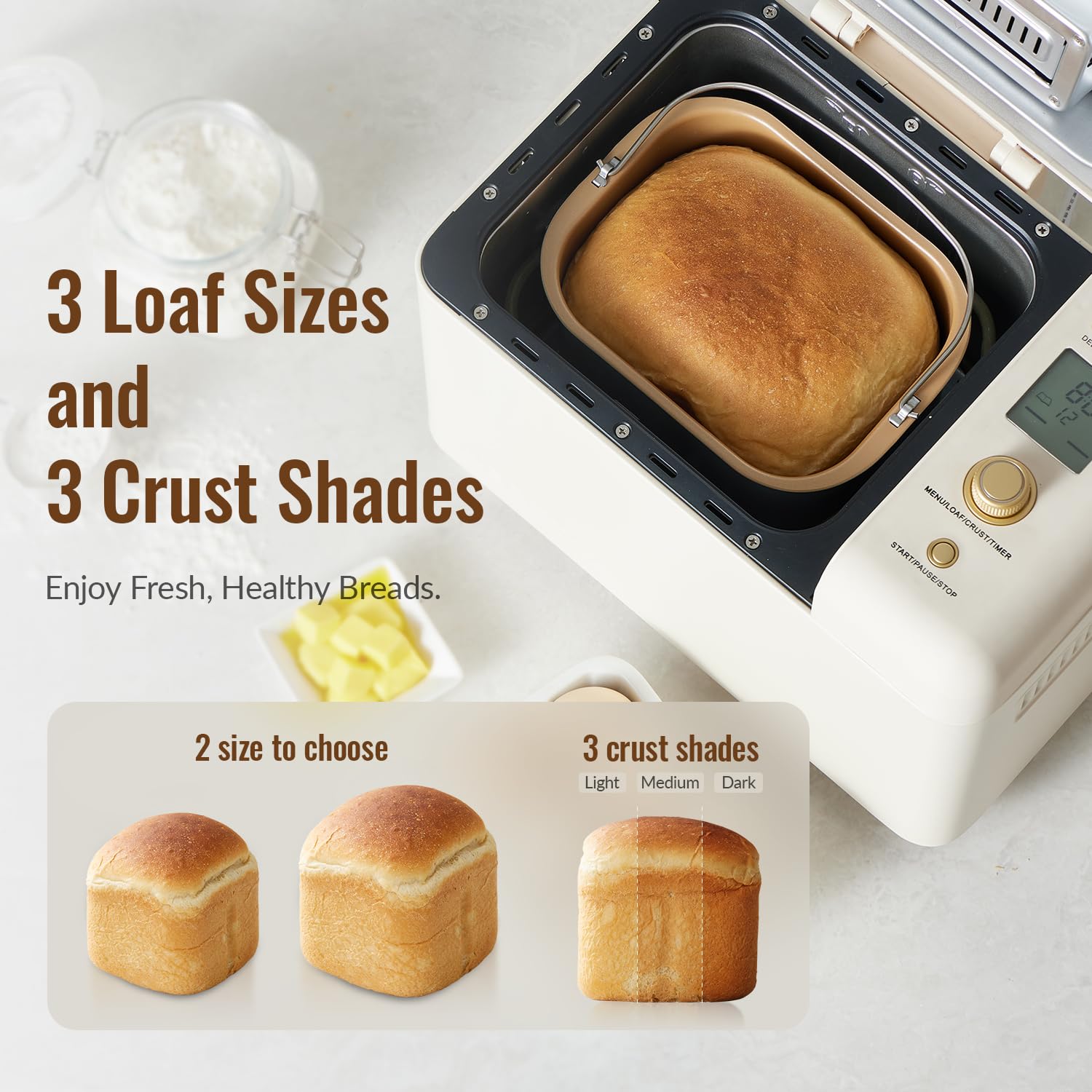 Neretva 2.2LB 15-in-1 Bread Maker Machine with Dual Heater, Auto Nut Dispenser & Nonstick Ceramic Pan - Perfect for Gluten Free Bread, Dough, Sourdough, Yogurt Making | Ideal for Home Baking, Family Breakfast & Healthy Cooking