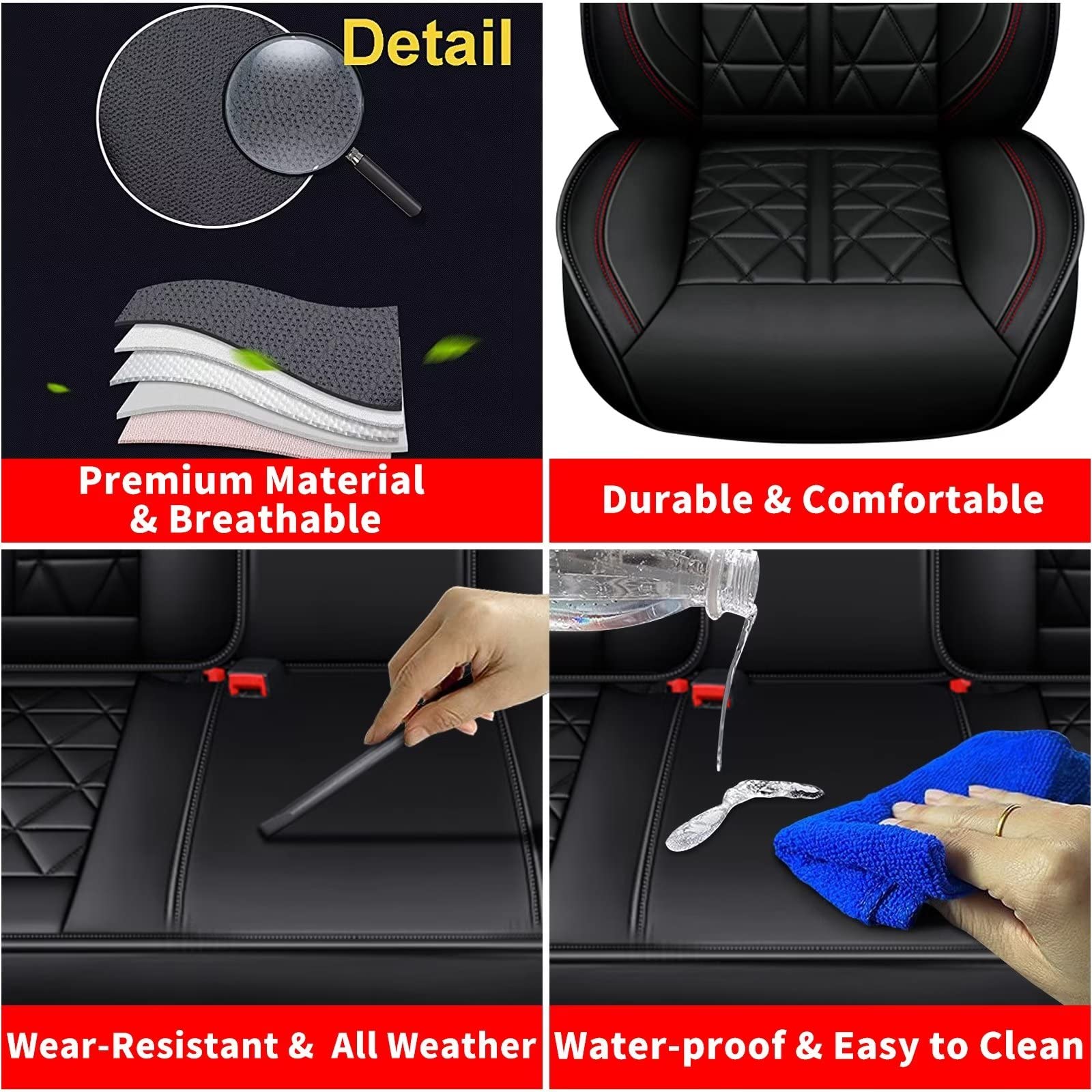 Premium Faux Leather Waterproof Car Seat Covers Full Set for Chevrolet Chevy Equinox 2011-2025 - 5 Seat Protectors in Black | Perfect for Daily Commute, Road Trips & Family Protection