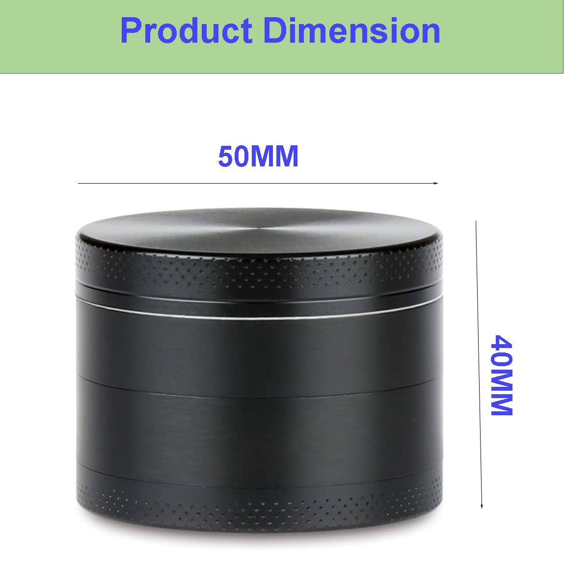 4 Layer Zinc Alloy Herb Grinder with Pollen Catcher & Scraper - Portable Mini Crusher Mill for Dry Herbs - Includes Cleaning Brush - Perfect for Travel, Camping & Home Use (50mm, Black)