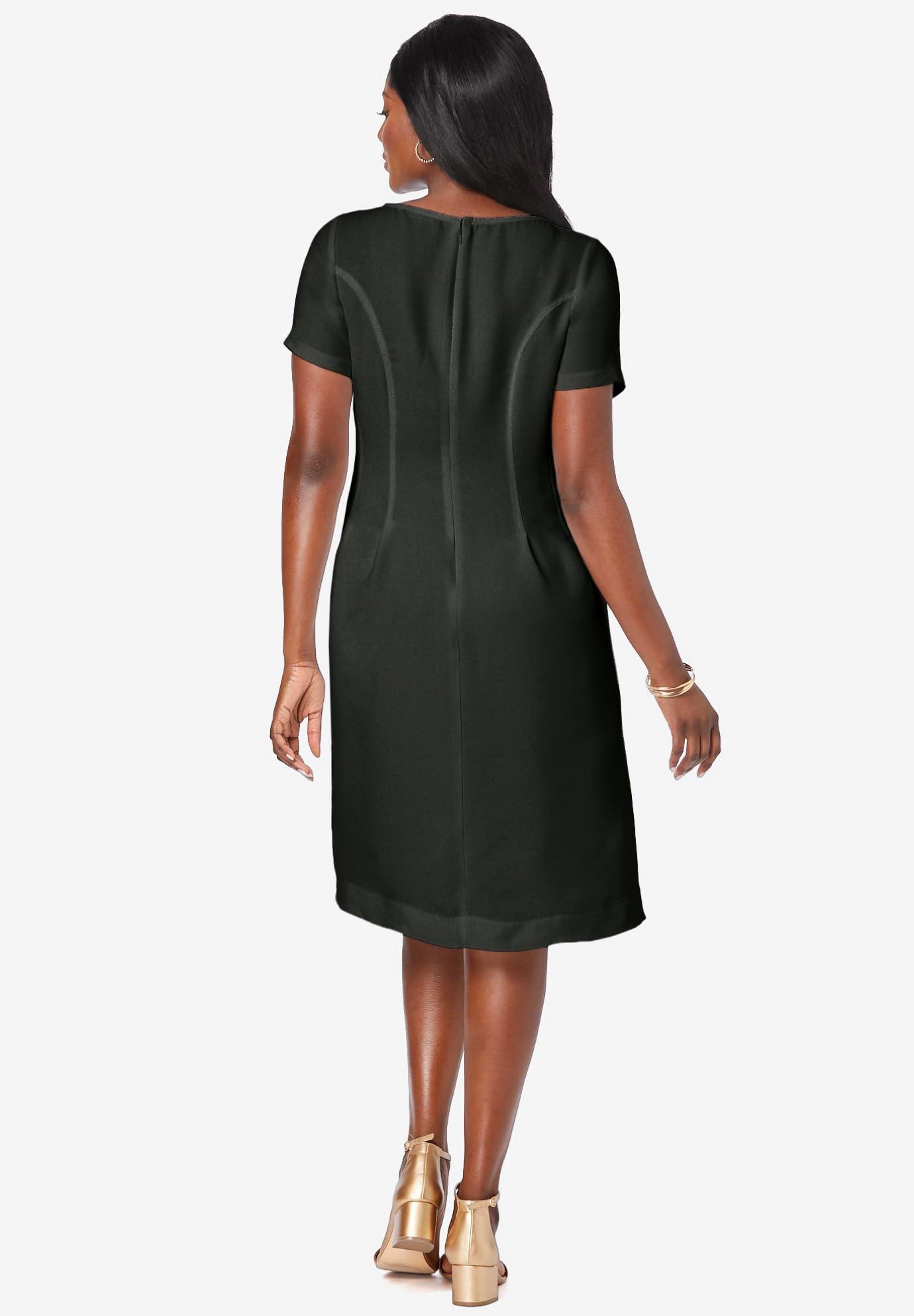 Jessica London Women's Plus Size Short Sleeve Fit and Flare Dress - Flattering Casual & Office Wear for Curvy Women | Perfect for Summer Outings, Weddings & Special Occasions