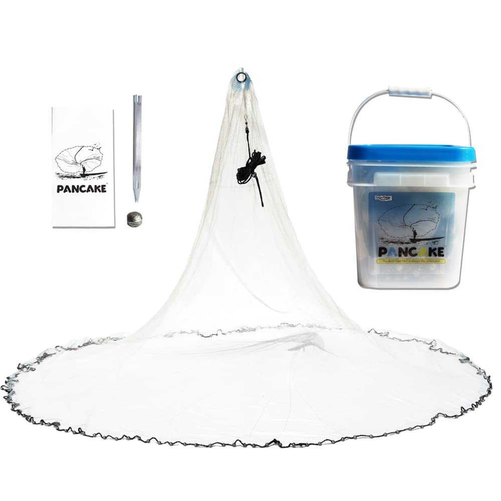 Pancake Cast Net – Heavy-Duty 1.0+ lb/ft Weights, 4ft to 12ft Radius, Multiple Mesh Sizes – Professional Grade Fishing Net for Freshwater & Saltwater – Perfect for Shrimp, Baitfish, and Mullet Catching