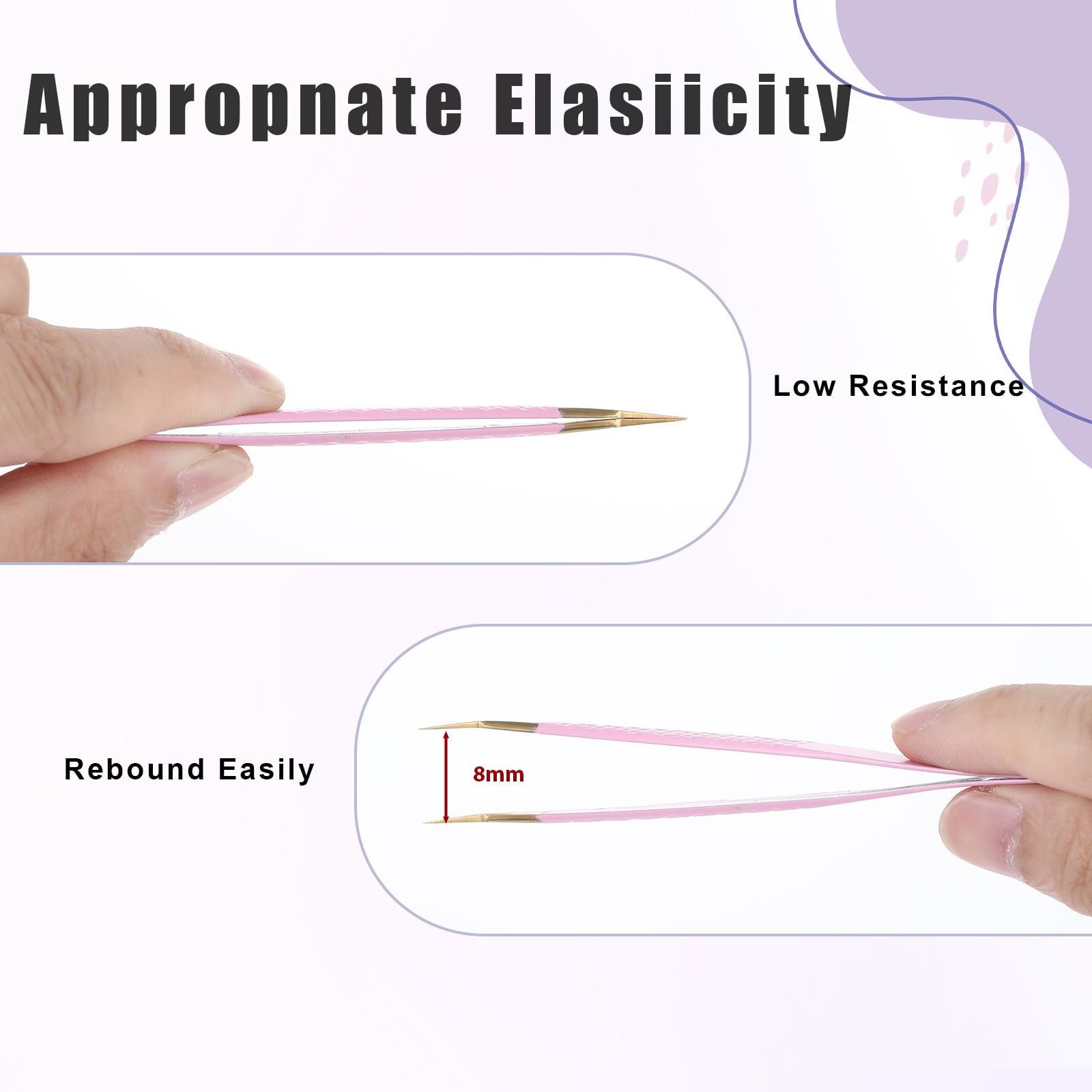 Professional Stainless Steel Eyelash Extension Tweezers - Curved & Flat Tips for Volume Lashes, Precision Fiber Tip Lash Tweezers (Pink) - Perfect for Salon, Home Use & DIY Lash Extensions