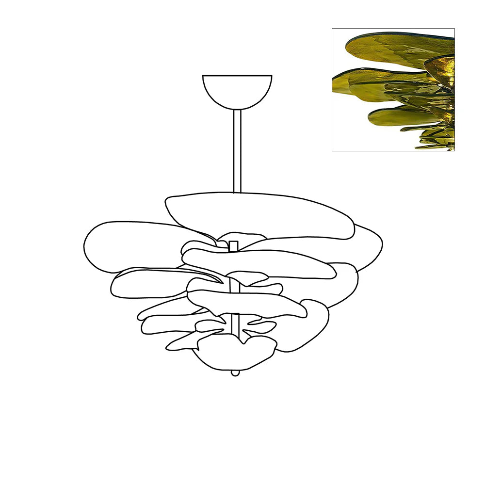 Elegant Lilypad Glass Chandelier - Modern Crystal Ceiling Light Fixture for Dining Room, Living Room & Bedroom Decor | Perfect for Home Lighting and Interior Design