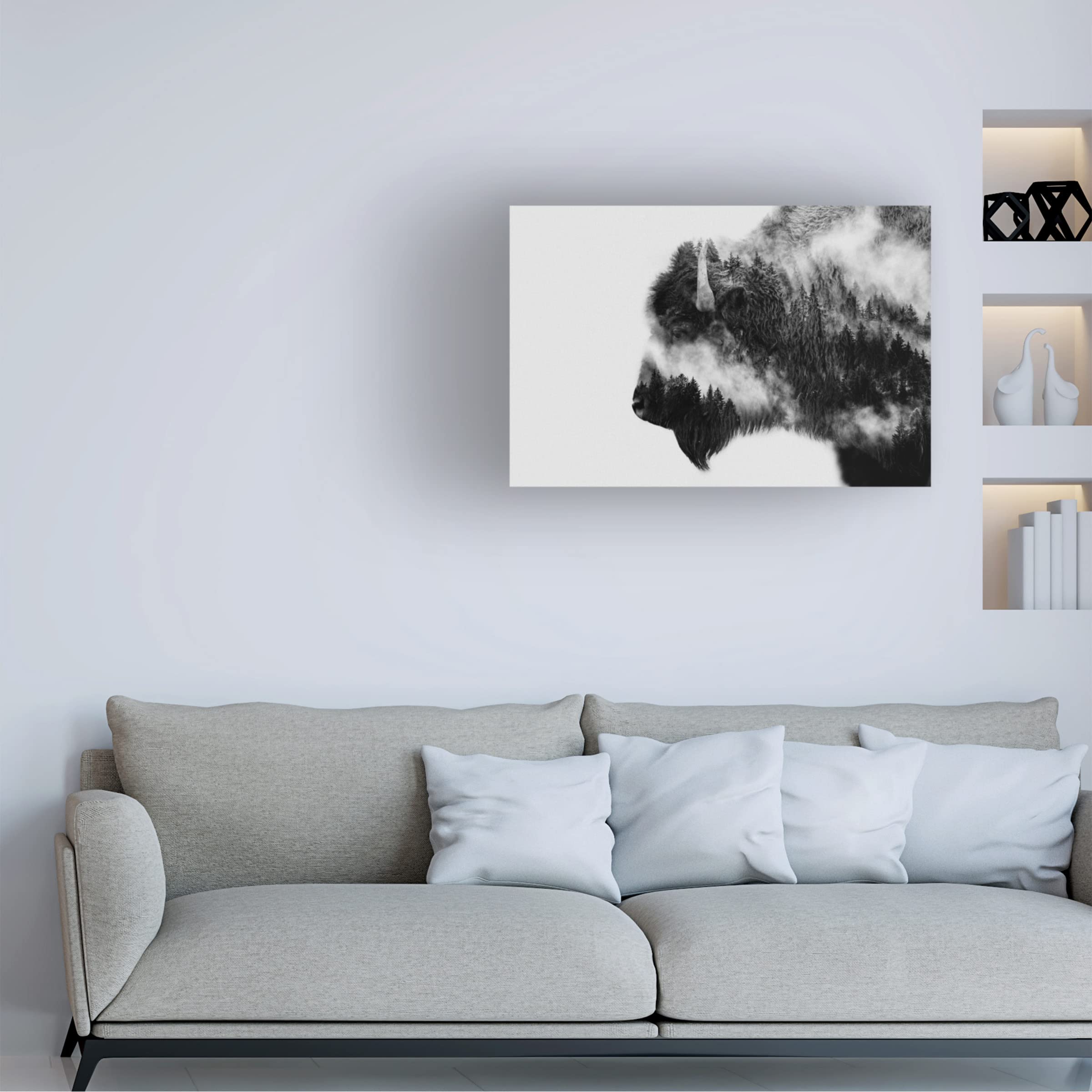 Trademark Fine Art 'Bison' Canvas Wall Art Print by Angyalosi Beata - Wildlife Home Decor for Living Room, Office & Bedroom