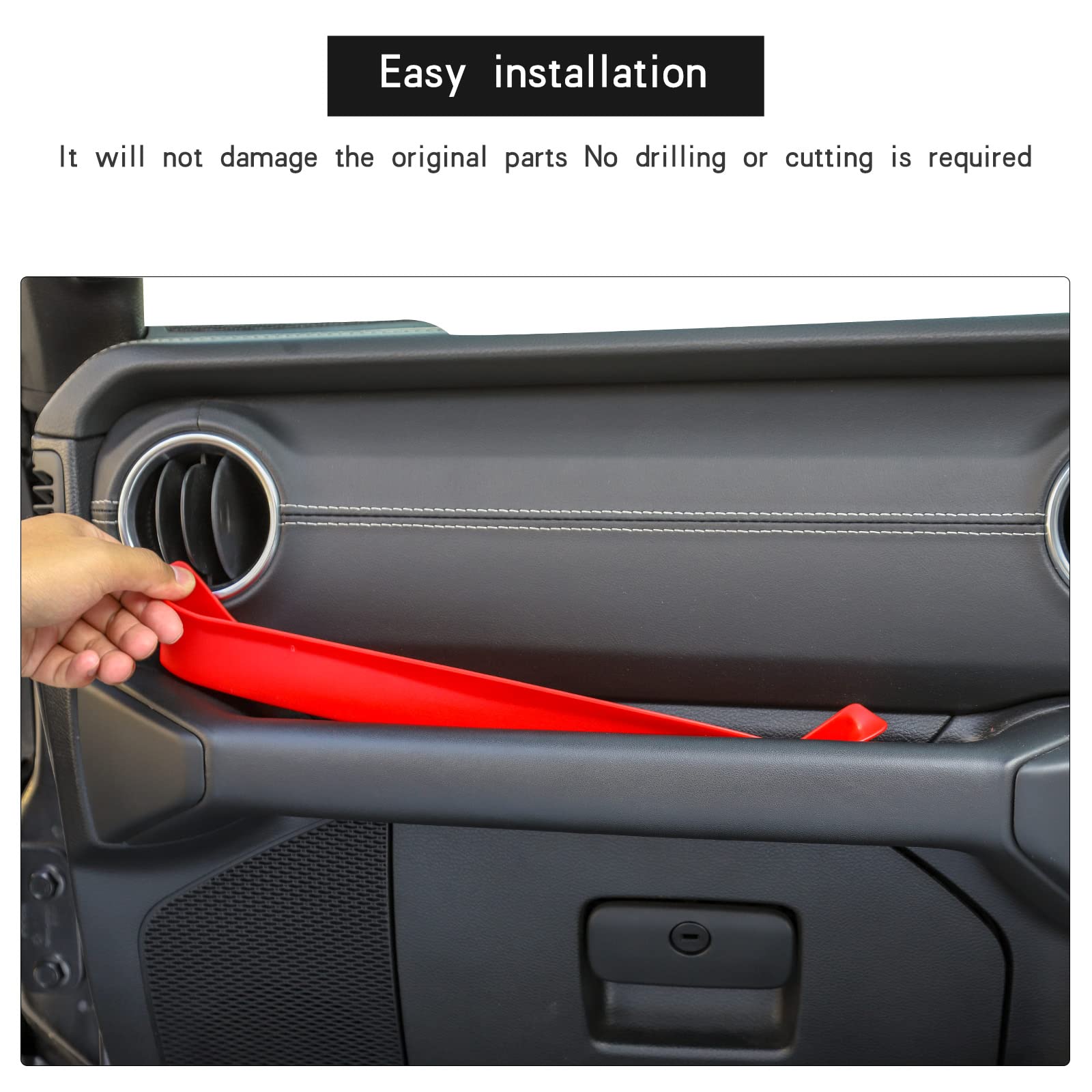 Jeep JL JT GrabTray Passenger Side Storage Tray Organizer - Red Interior Accessory for 2018-2023 Jeep Wrangler JL/JLU & Gladiator JT (2/4 Door) - Perfect for Road Trips, Camping & Daily Commute