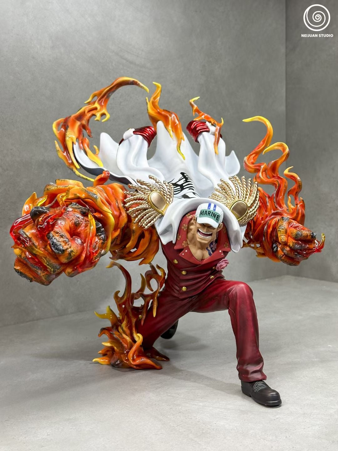 NeiJuan Studio Akainu Squatting Pose Anime Figure - One Piece Collectible Statue for Fans, Home Decor, and Office Display
