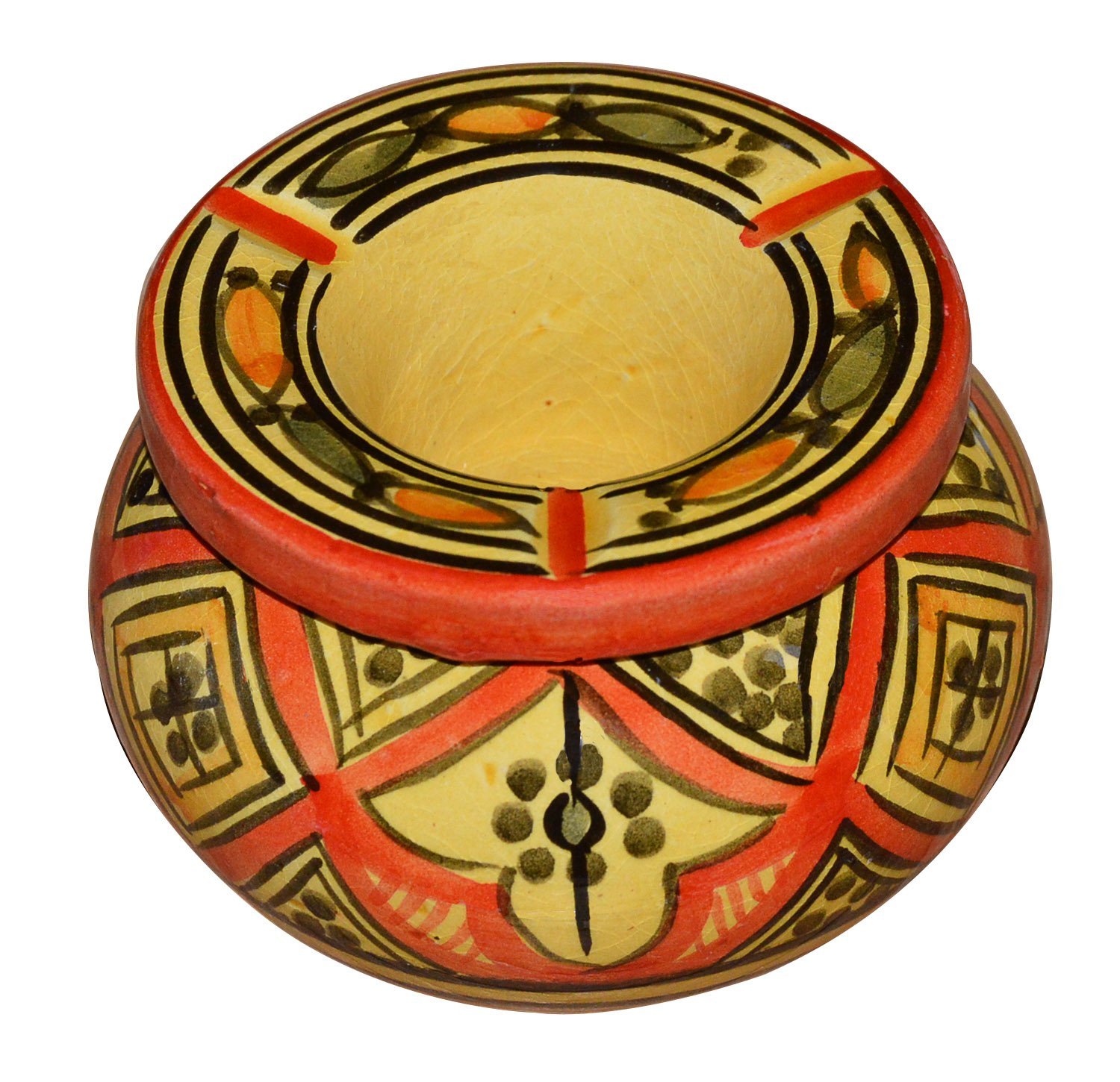 Handmade Moroccan Ceramic Ashtrays - Smokeless, Vivid Colors, Small Size for Home, Office & Outdoor Use
