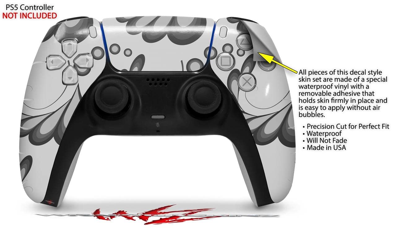 Sony PS5 DualSense Skin Wrap - Petals Gray for Gaming Protection