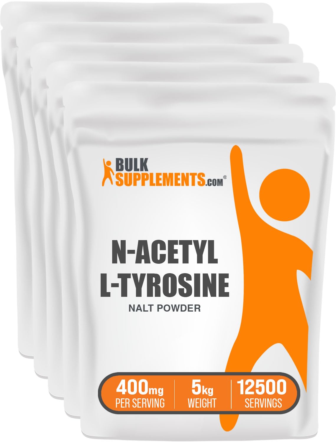 BulkSupplements N-Acetyl L-Tyrosine Powder (NALT) - 400mg per Serving, Unflavored & Gluten Free Amino Acid Supplement - 5kg (11 lbs) Pack of 5 - Supports Cognitive Function & Stress Relief for Students, Athletes & Professionals