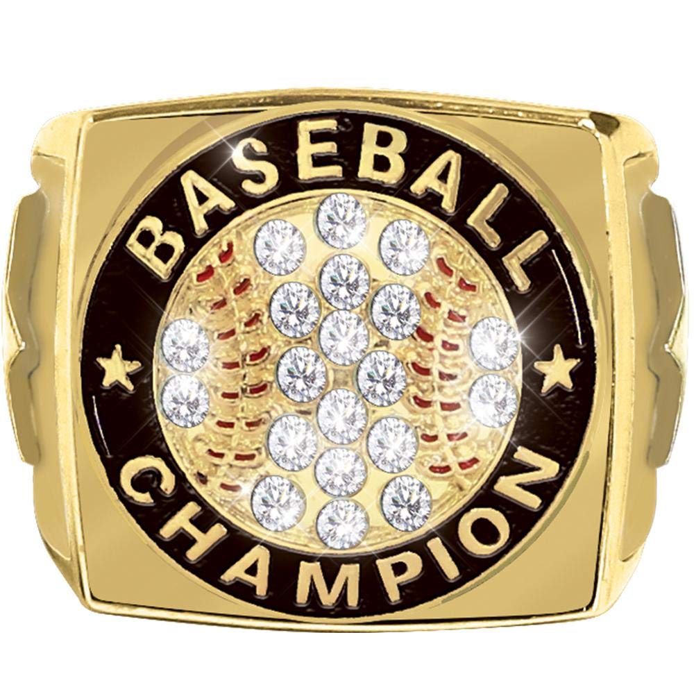 Premium Fantasy Baseball Championship Ring - Crown Awards Gold Champion 2.0 Ring for Baseball Players & Fans | Perfect for Fantasy League Winners, Team Awards & Sports Memorabilia Collection